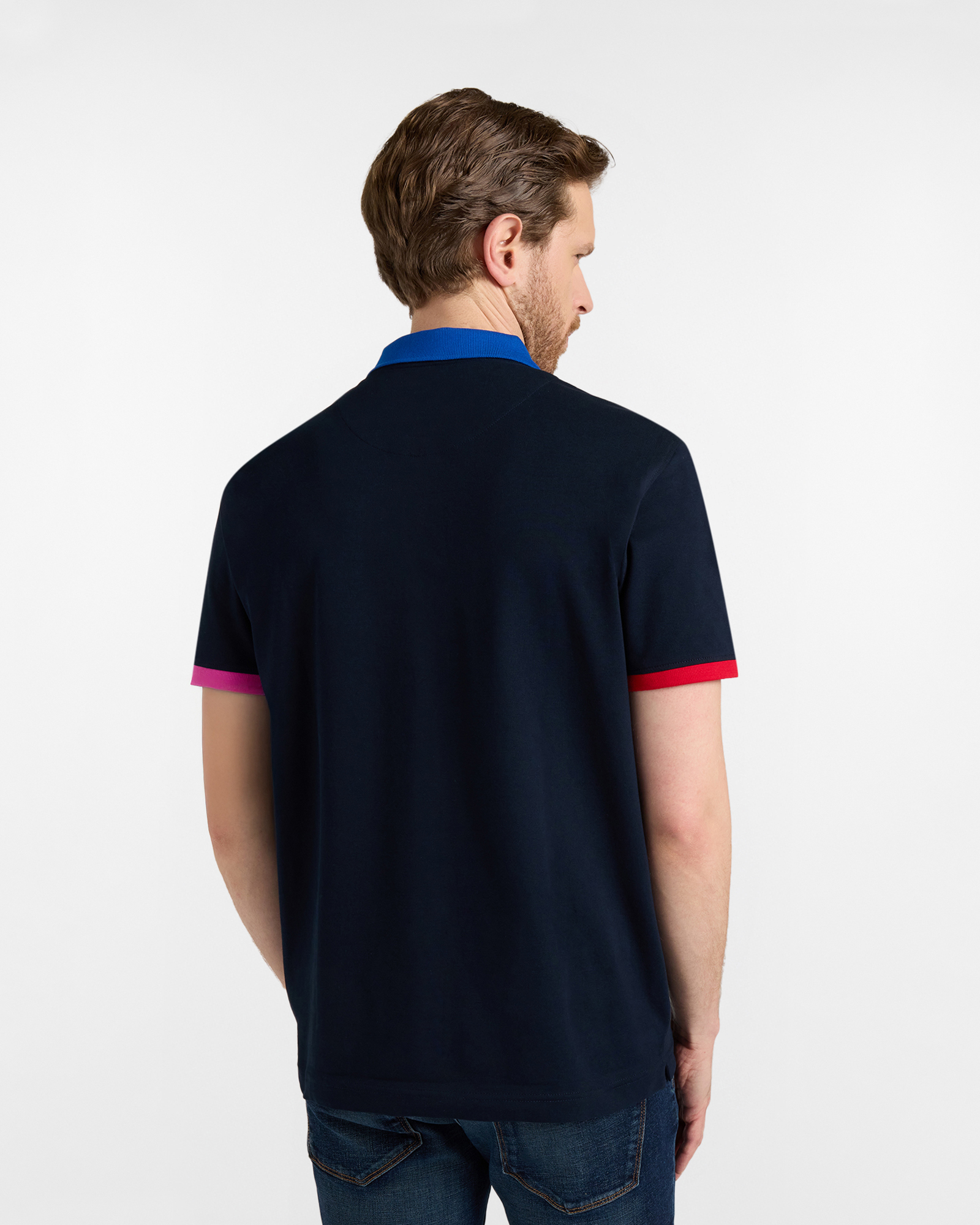 Contrasting collar and cuffs polo shirt, Blue, large image number 1