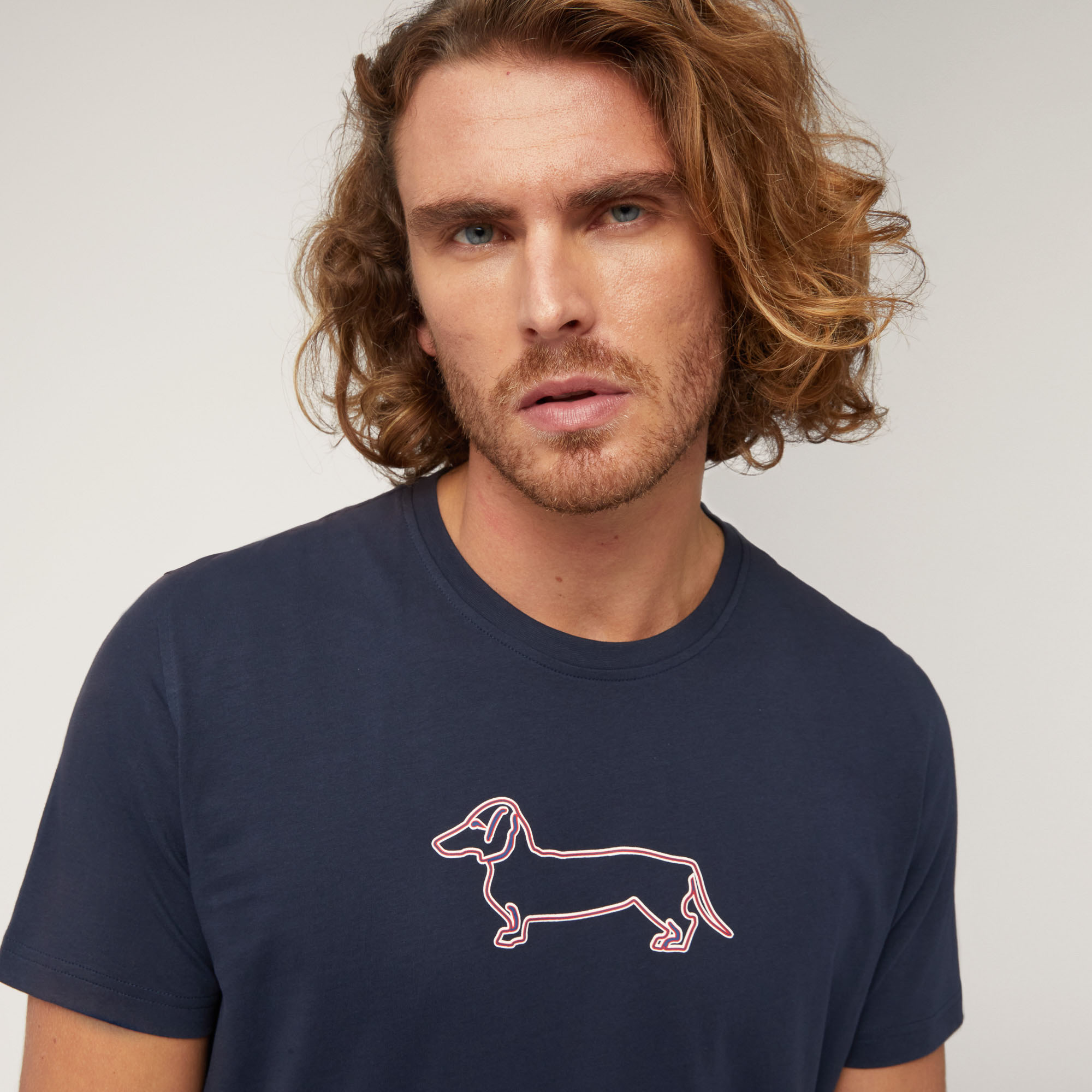 T-Shirt with 3D Dachshund Print, Blue, large image number 2