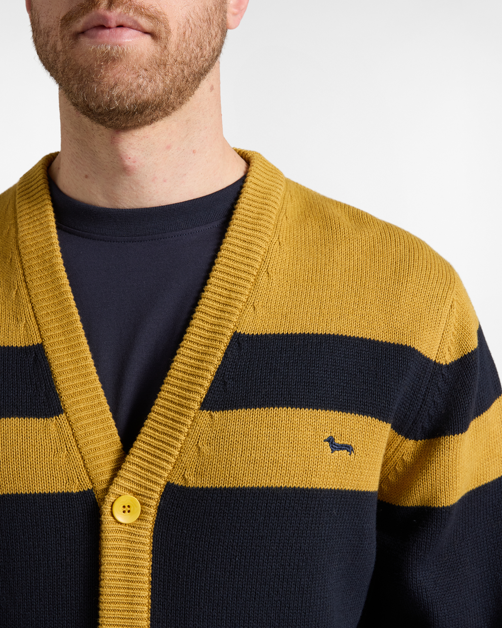STRIPED BUTTON-UP CARDIGAN, BLACK-YELLOW, large image number 2