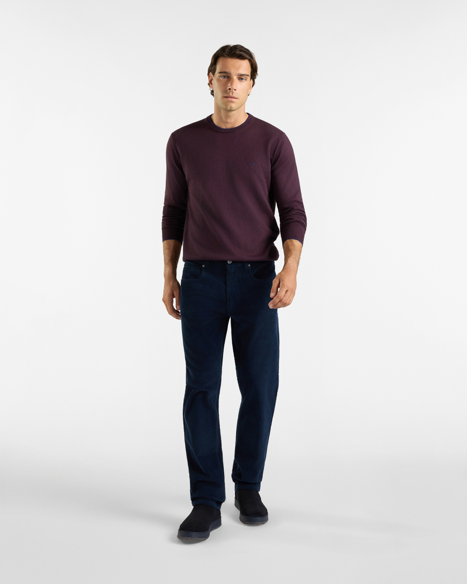 Maglia Girocollo HBJ Uomo in misto lana e cashmere, PRUGNA, large