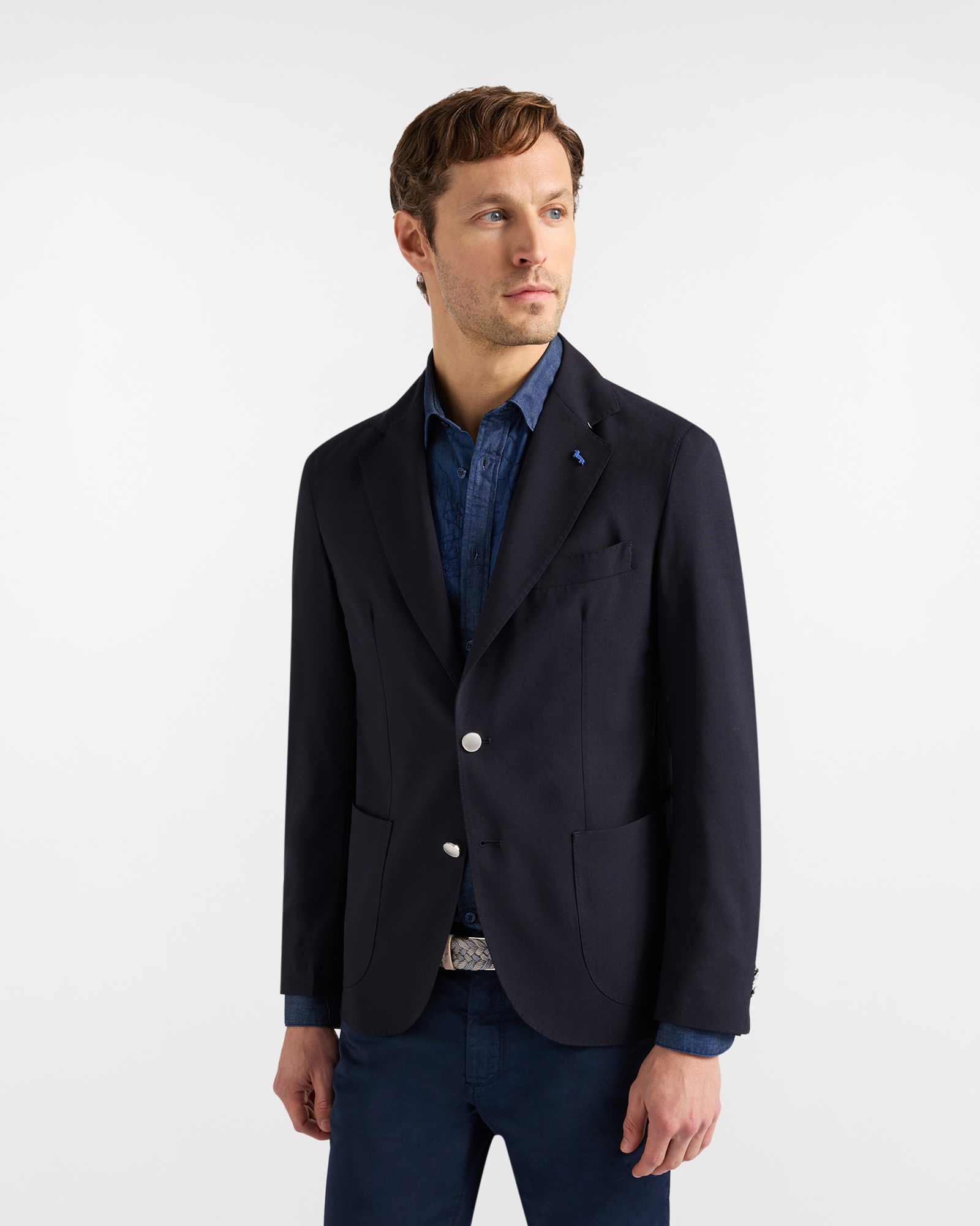 Blazer Uomo in Misto Lana, Uomo, Blu, Taglia: 46