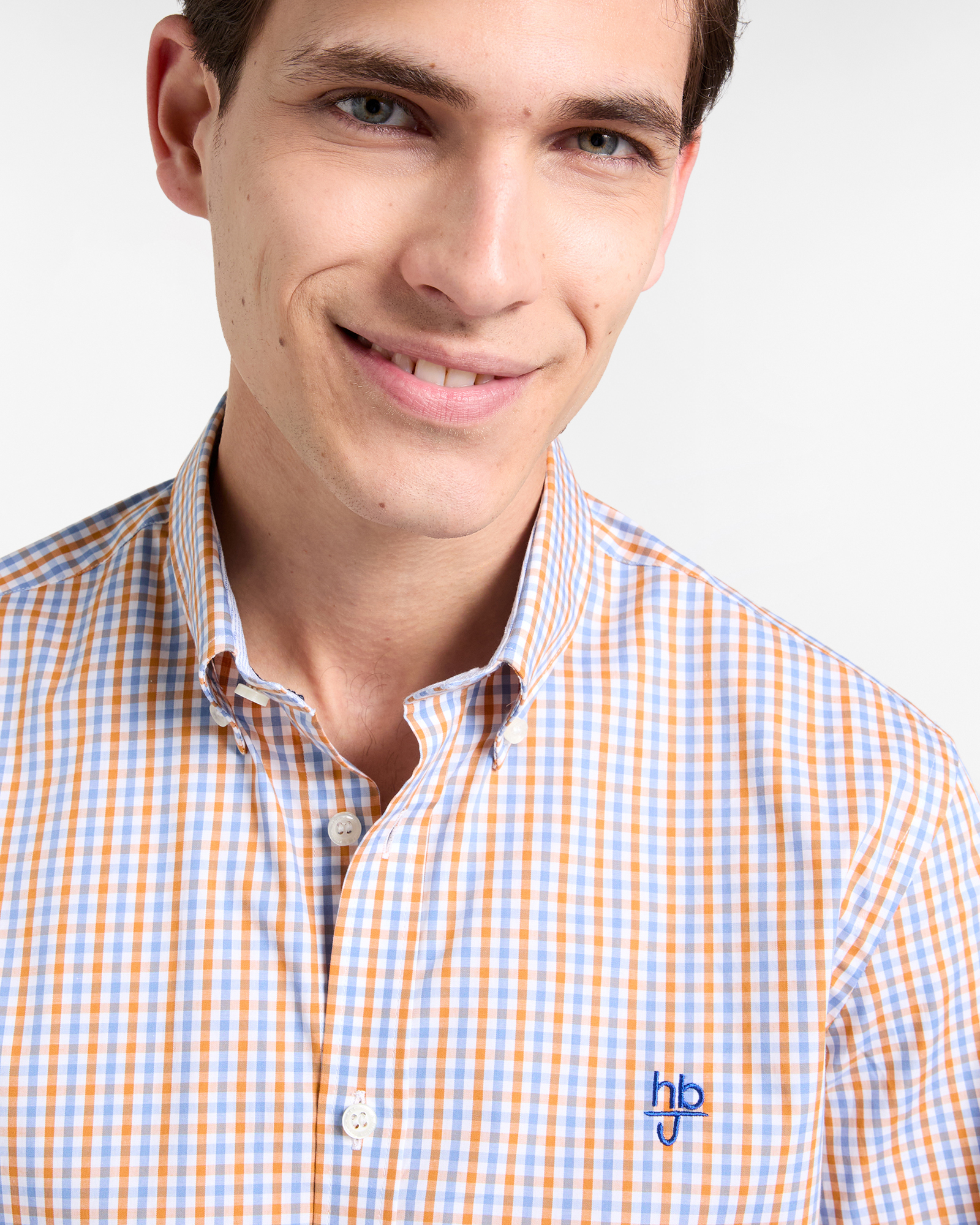 Camicia Uomo Micro Check Regular Fit, Arancio, large image number 2