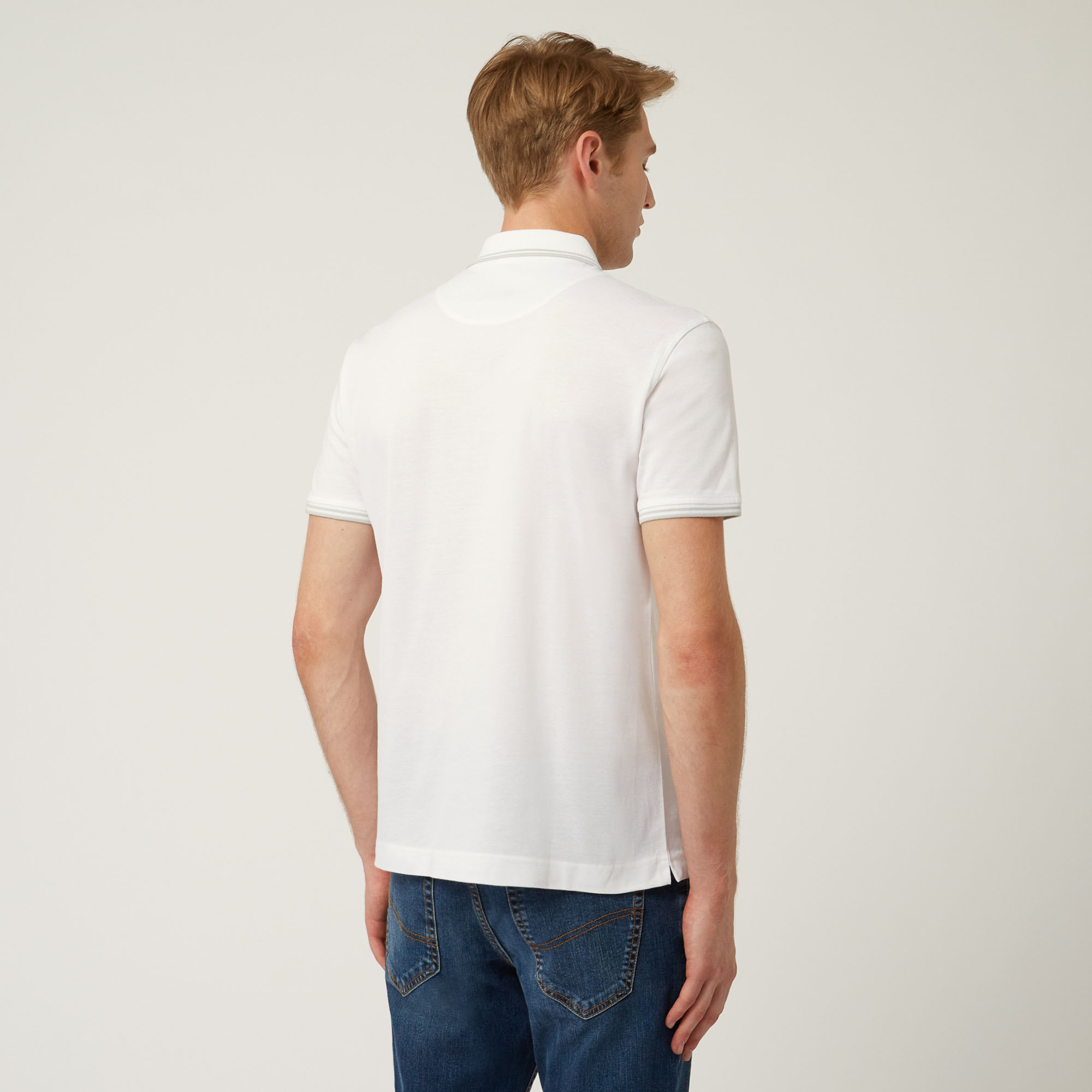 Essentials polo shirt in plain coloured cotton, White, large