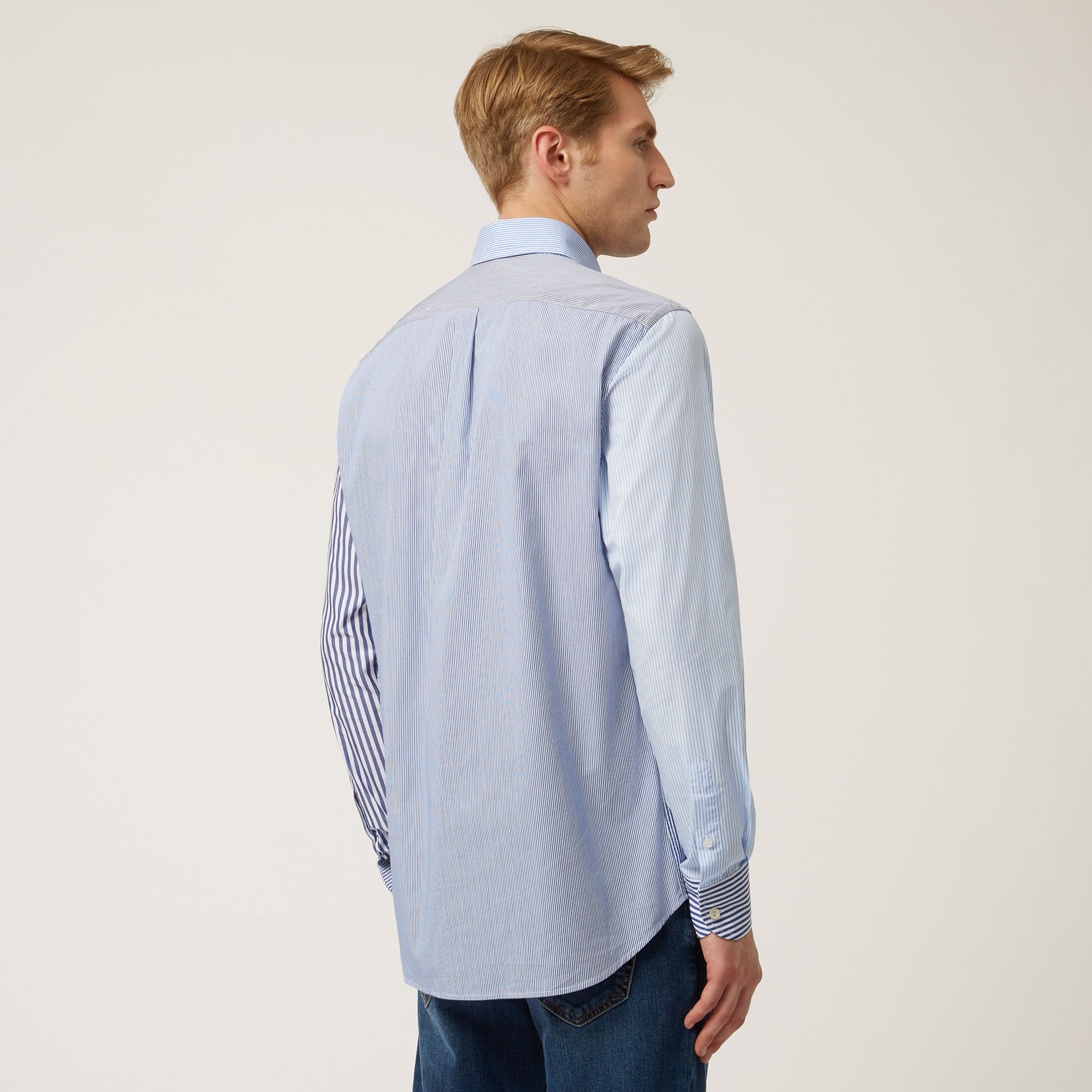 Camicia In Cotone Mix Di Tessuti, Blu Chiaro, large image number 1
