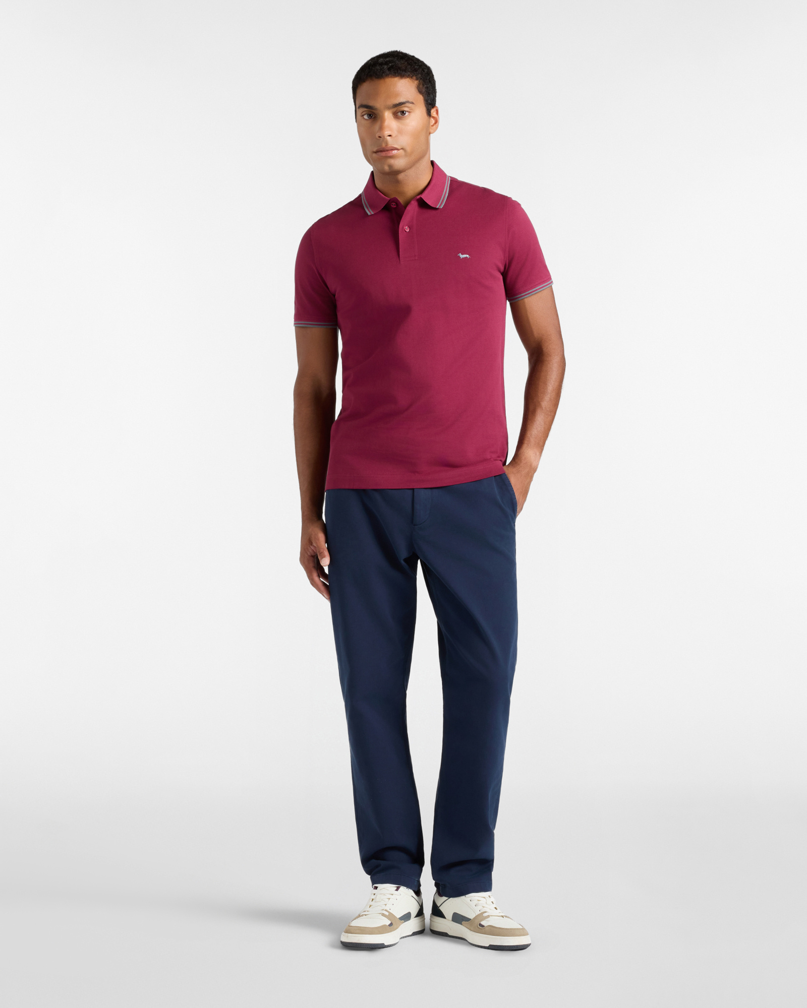 Men's short-sleeve 100% pure cotton piqu&eacute; polo shirt, INDIAN ROSE, large image number 3