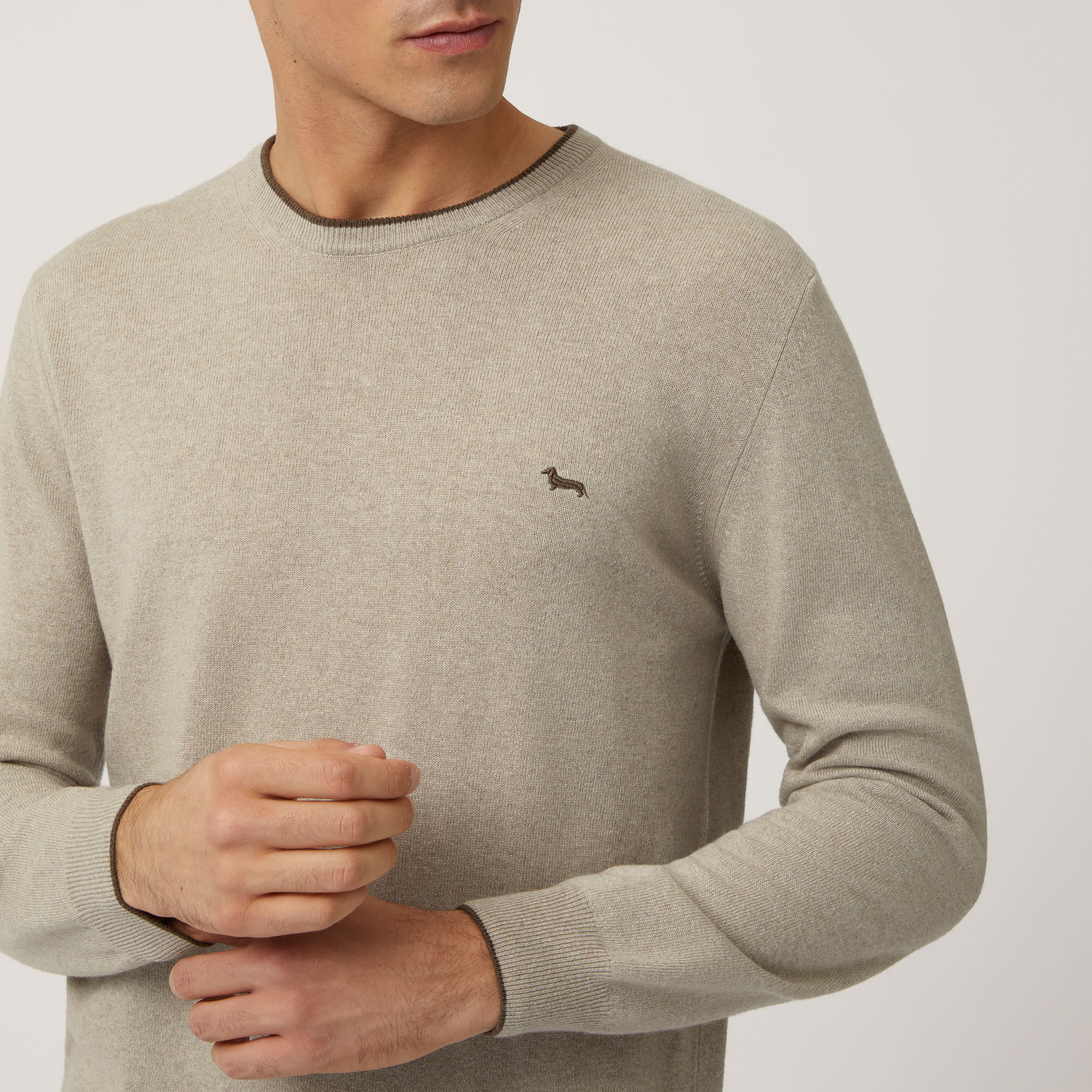 Wool And Viscose Crew-Neck Pullover, Beige, large image number 2