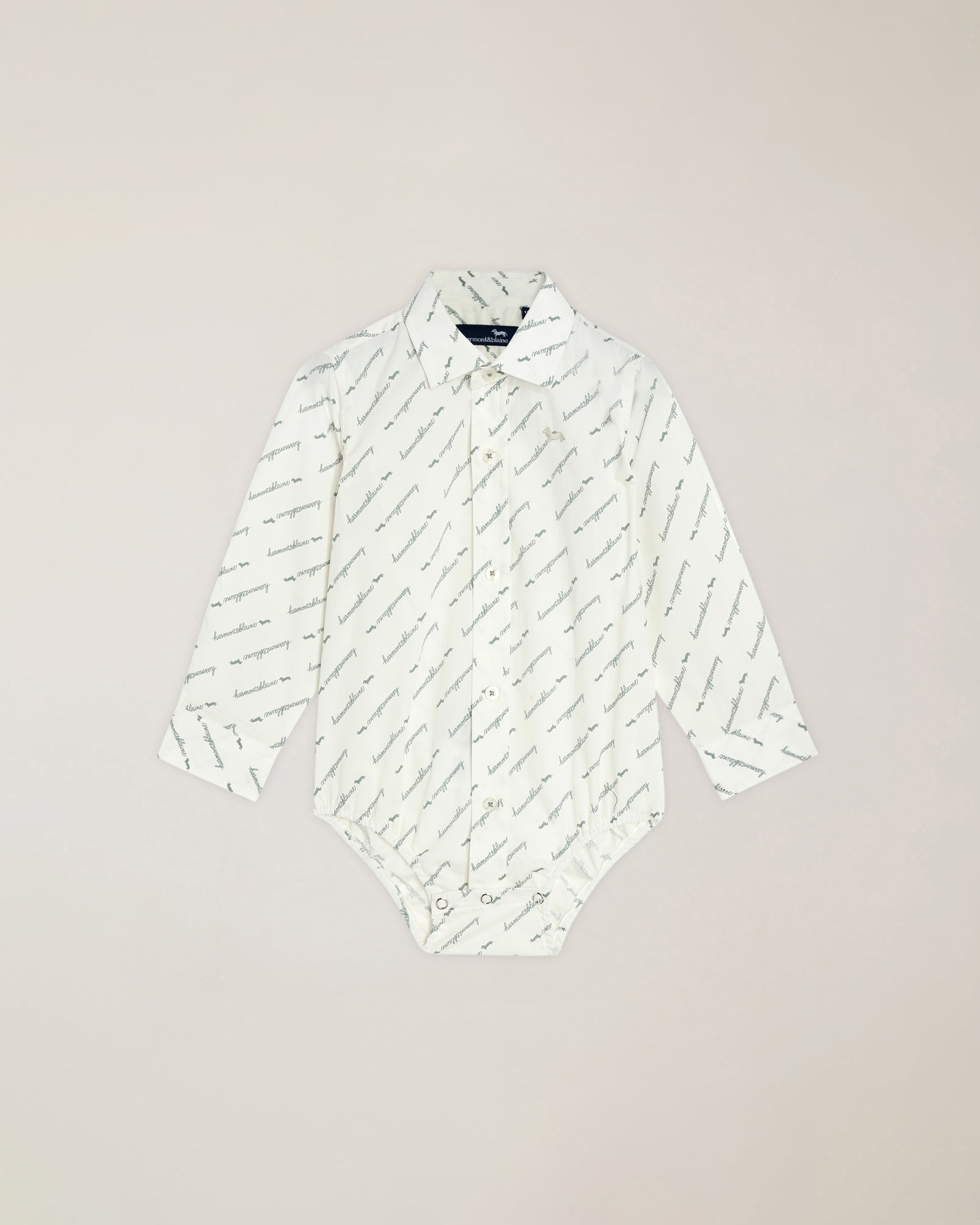 Bodysuit shirt with all-over print and embroidered logo