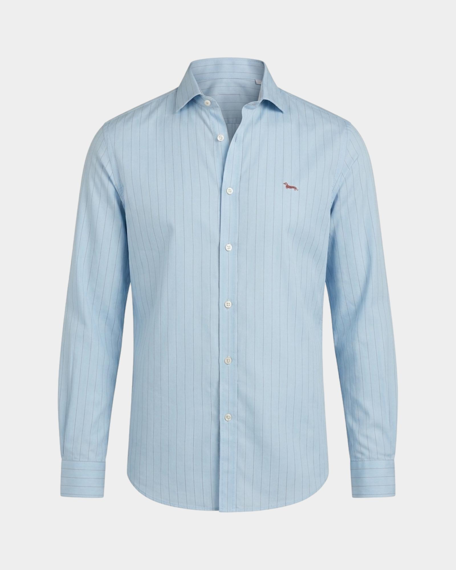 Men's narrow-fit shirt in striped Tencel&reg; twill, SKY, large