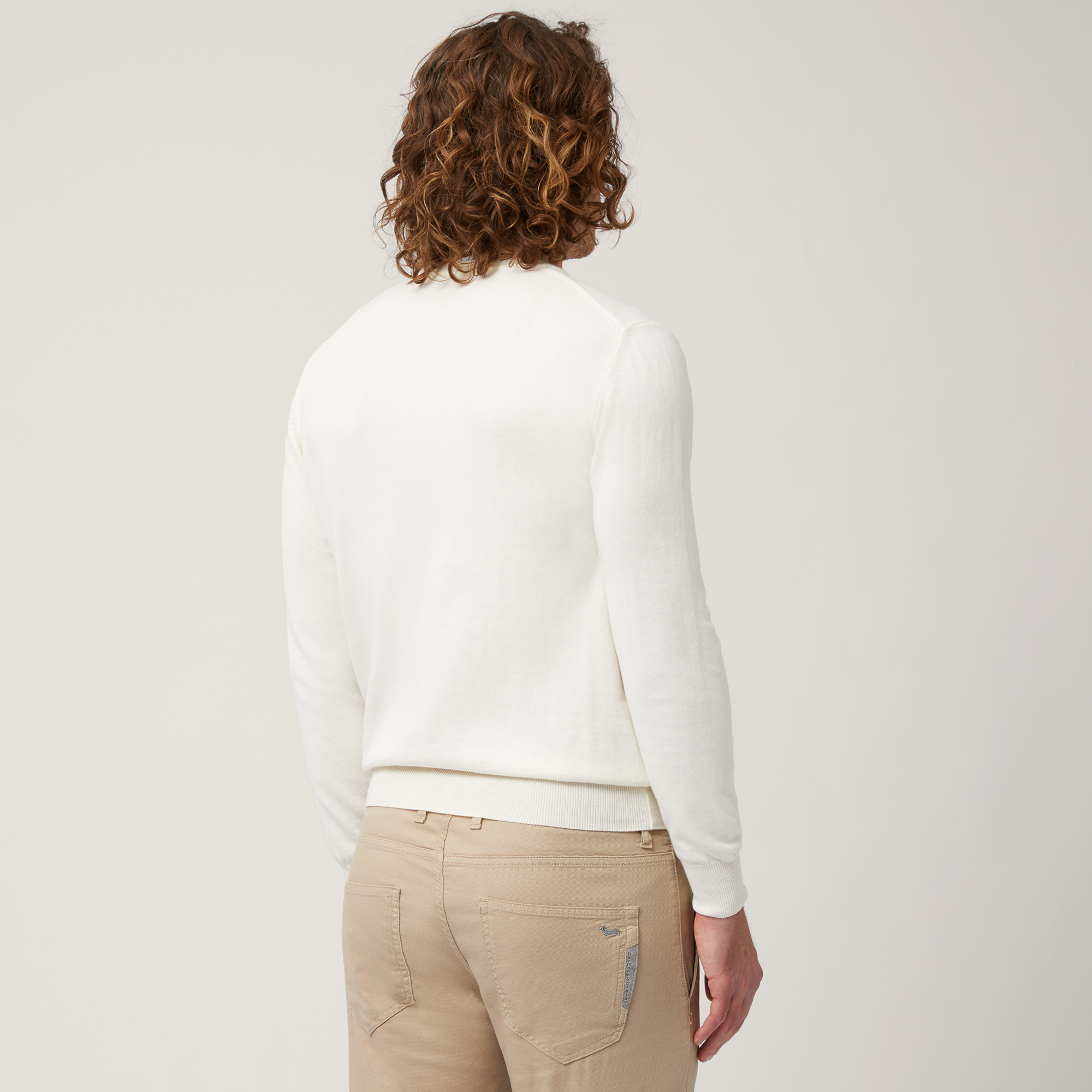 Jersey de algodón con cuello redondo, Blanco, large image number 1