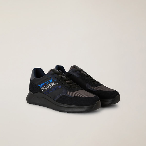 Zapatilla De Ante Y Tejido, Azul, large image number 1