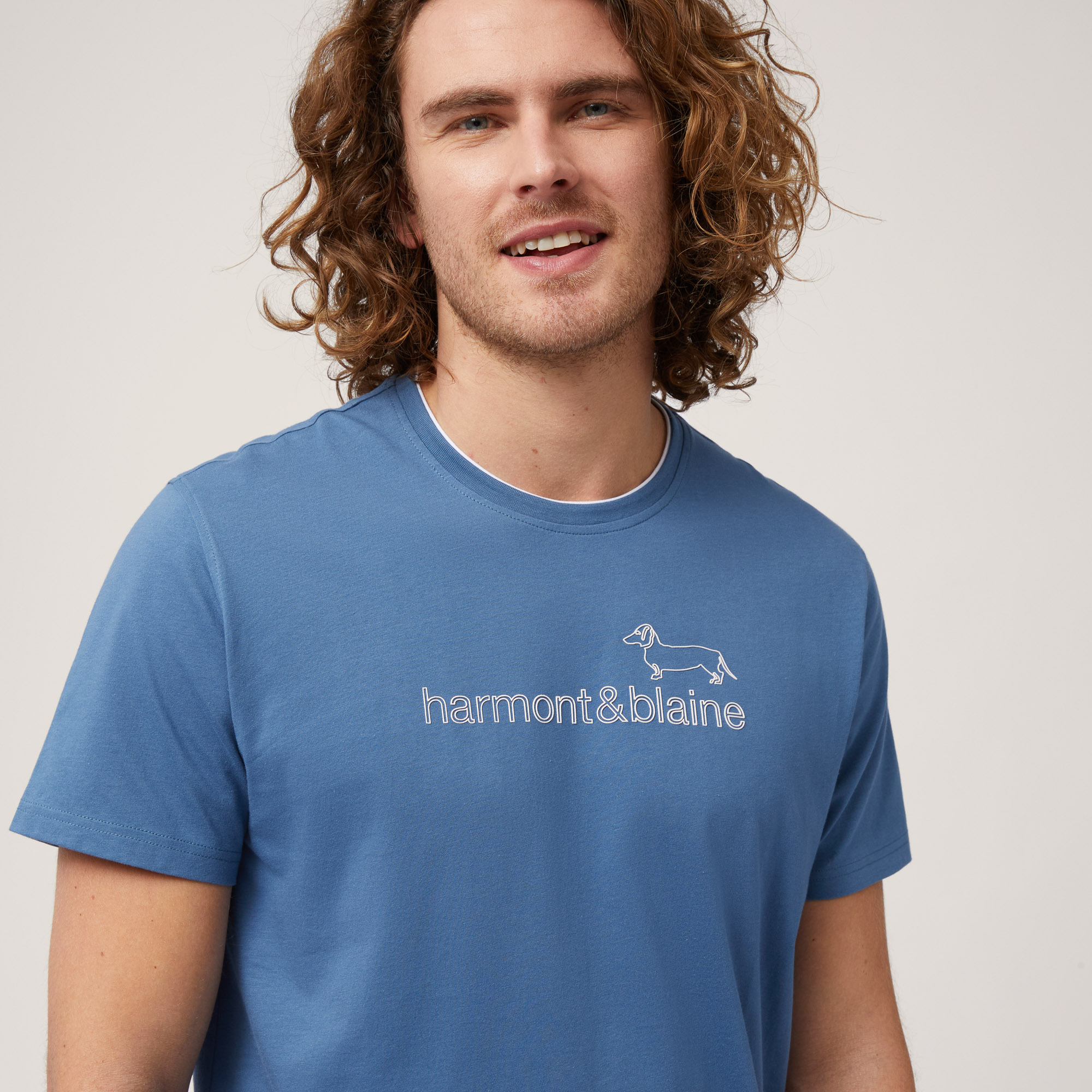 T-shirt with Logo Print, Blue, large image number 2