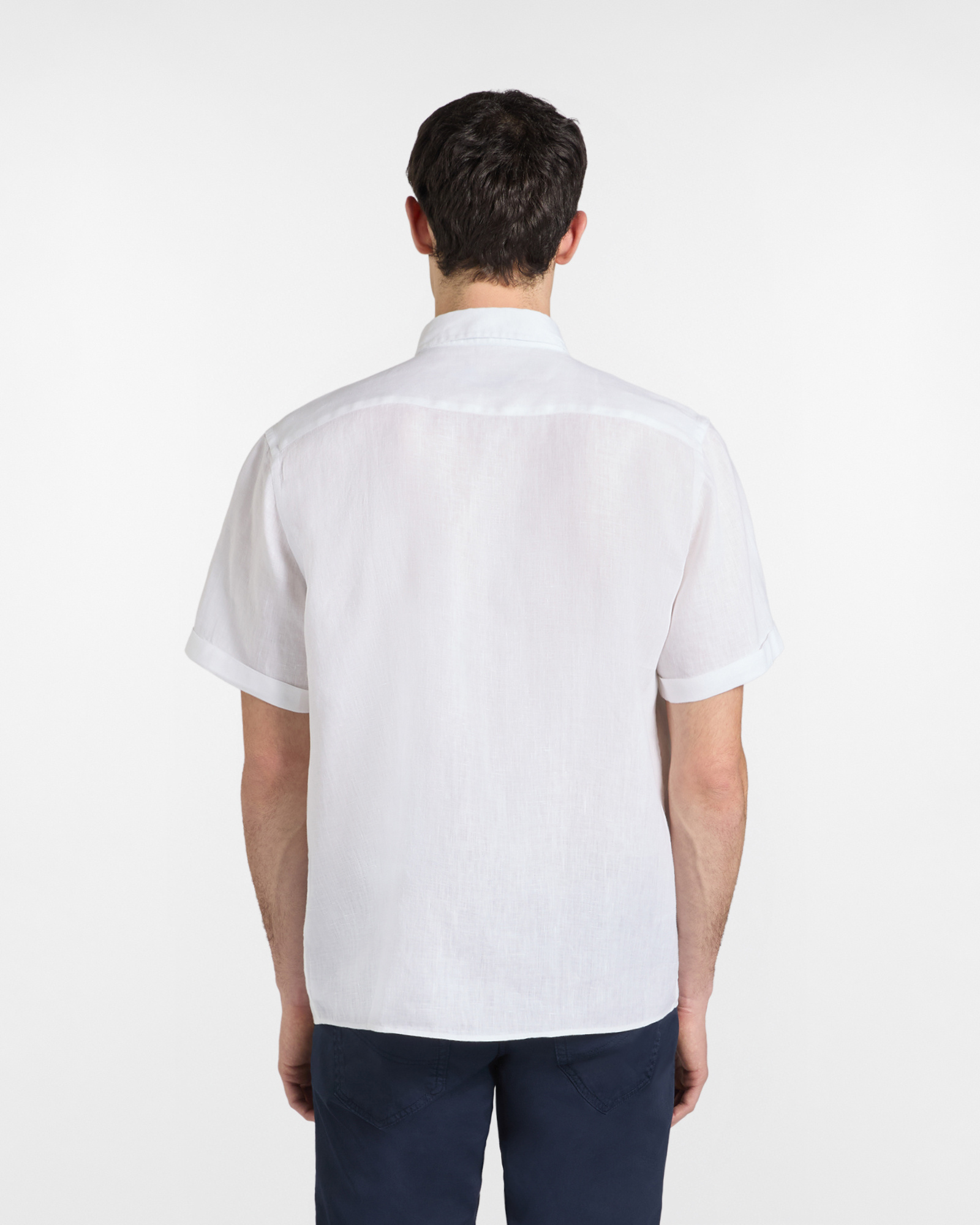 Straight-fit pure linen shirt, White, large image number 1