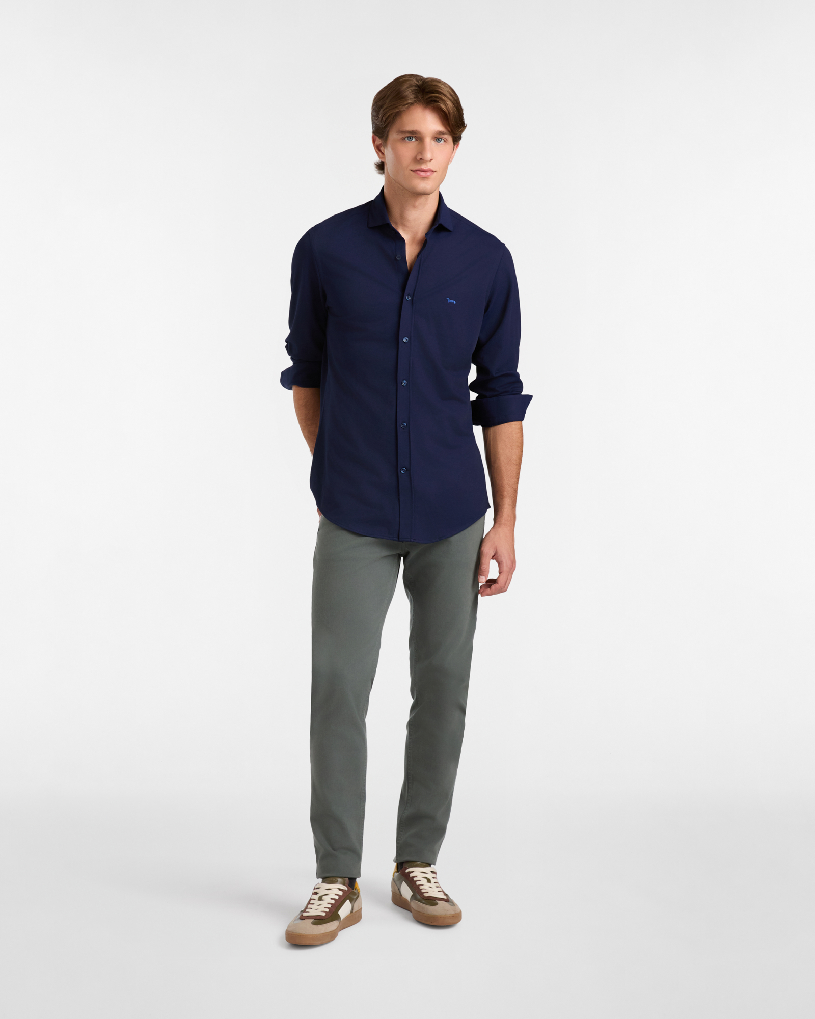 Narrow Fit Gabardine Pants, Gray, large image number 3