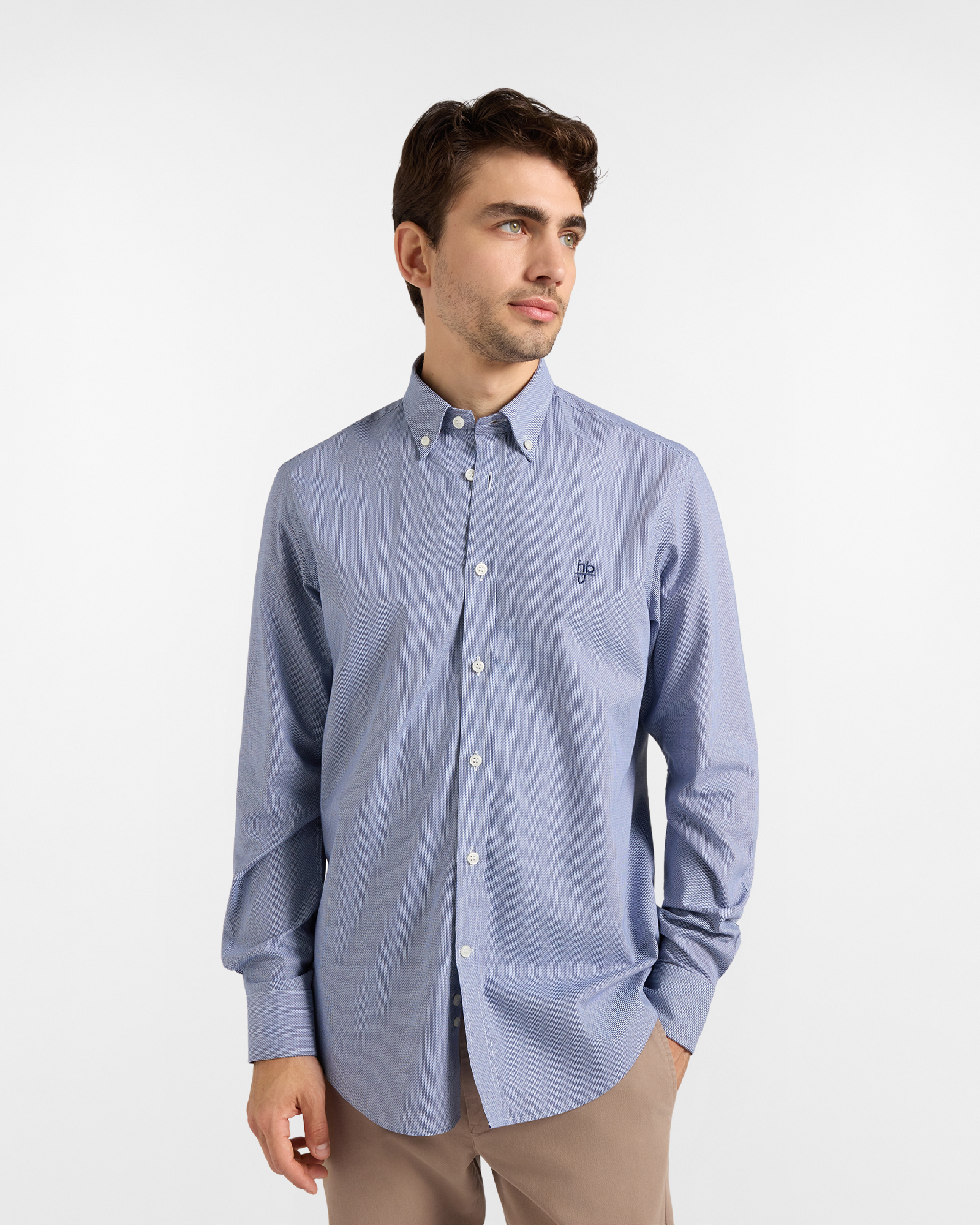 Camicia HBJ Uomo Regular Fit con collo Montecarlo in puro cotone blu scuro