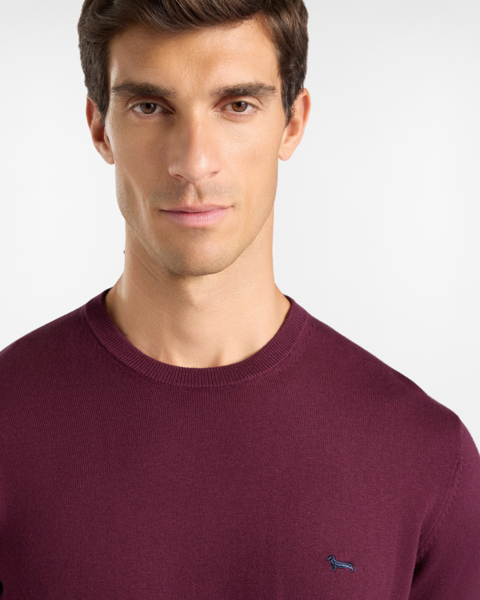 Men's regular fit sweater in a  wool and cotton blend, DARK PURPLE, large image number 2