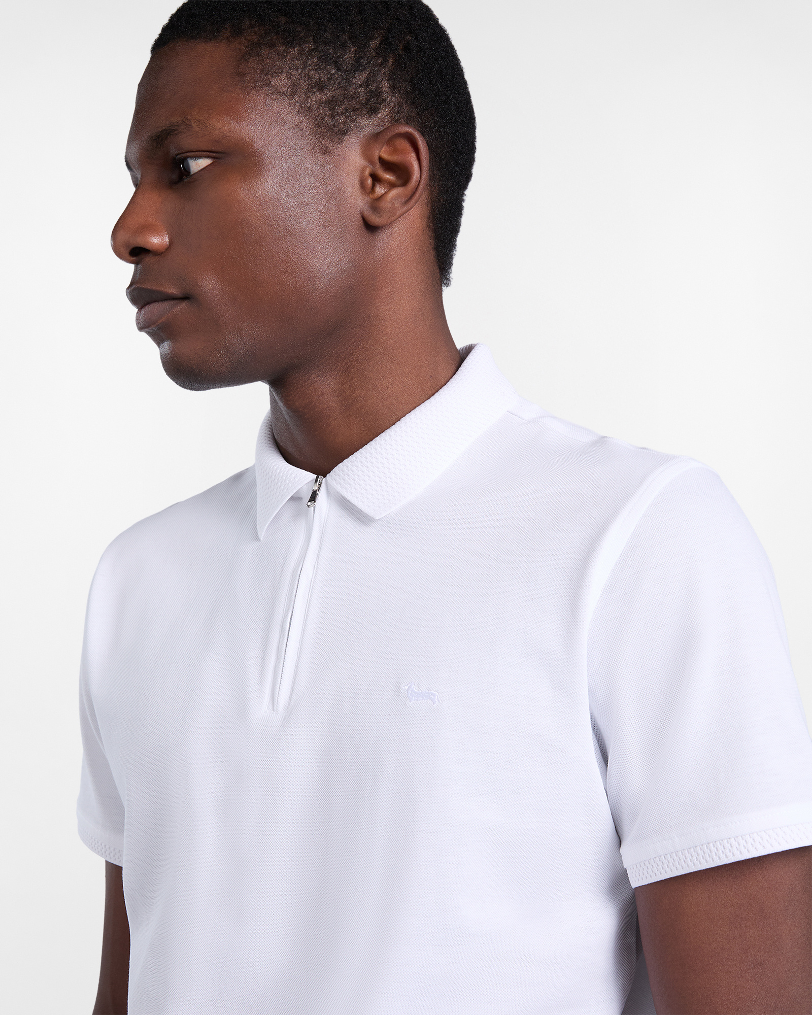 Zip-up polo shirt with 3D collar, White, large image number 2