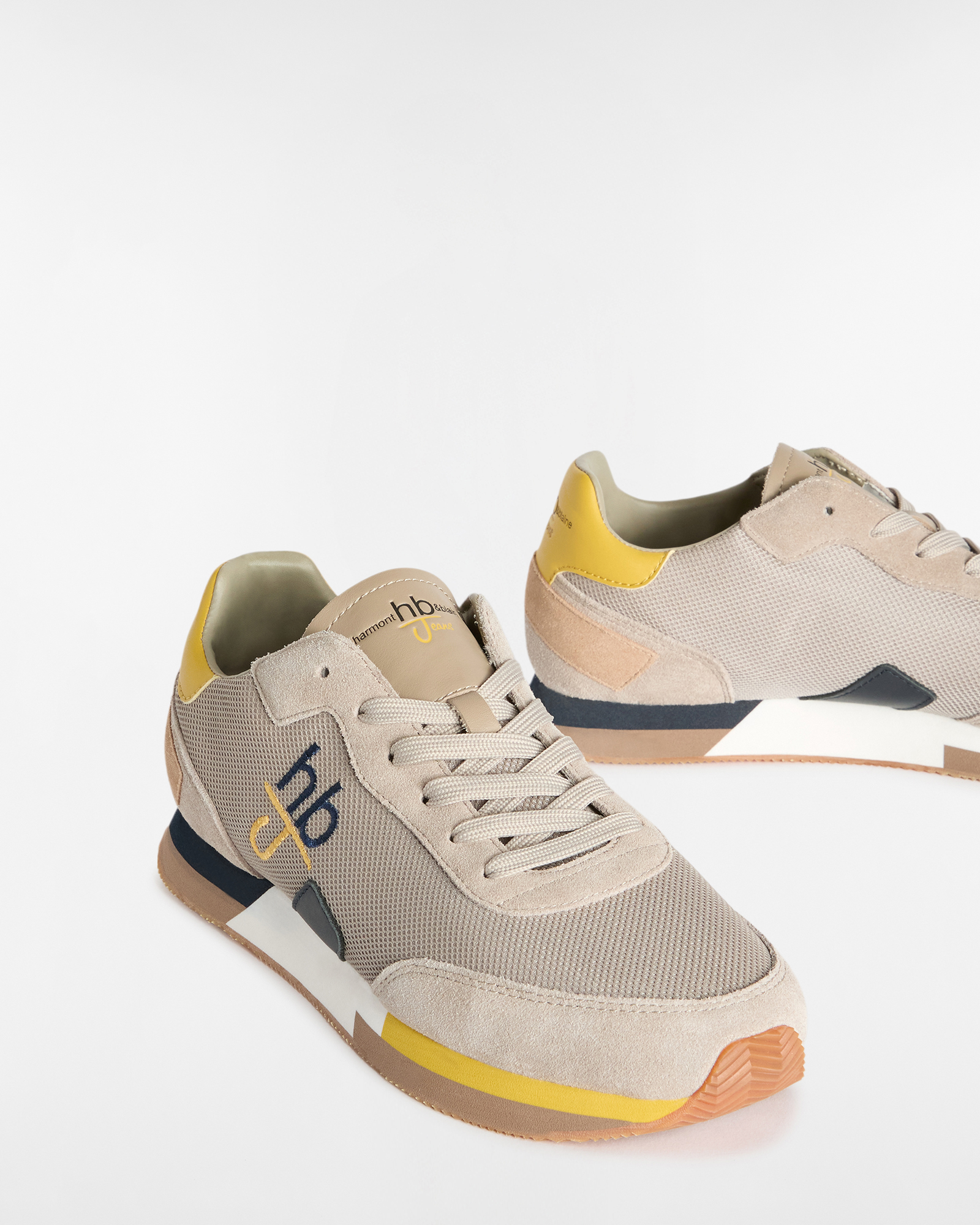 Embroidered Logo Running Sneakers, Beige, large image number 3