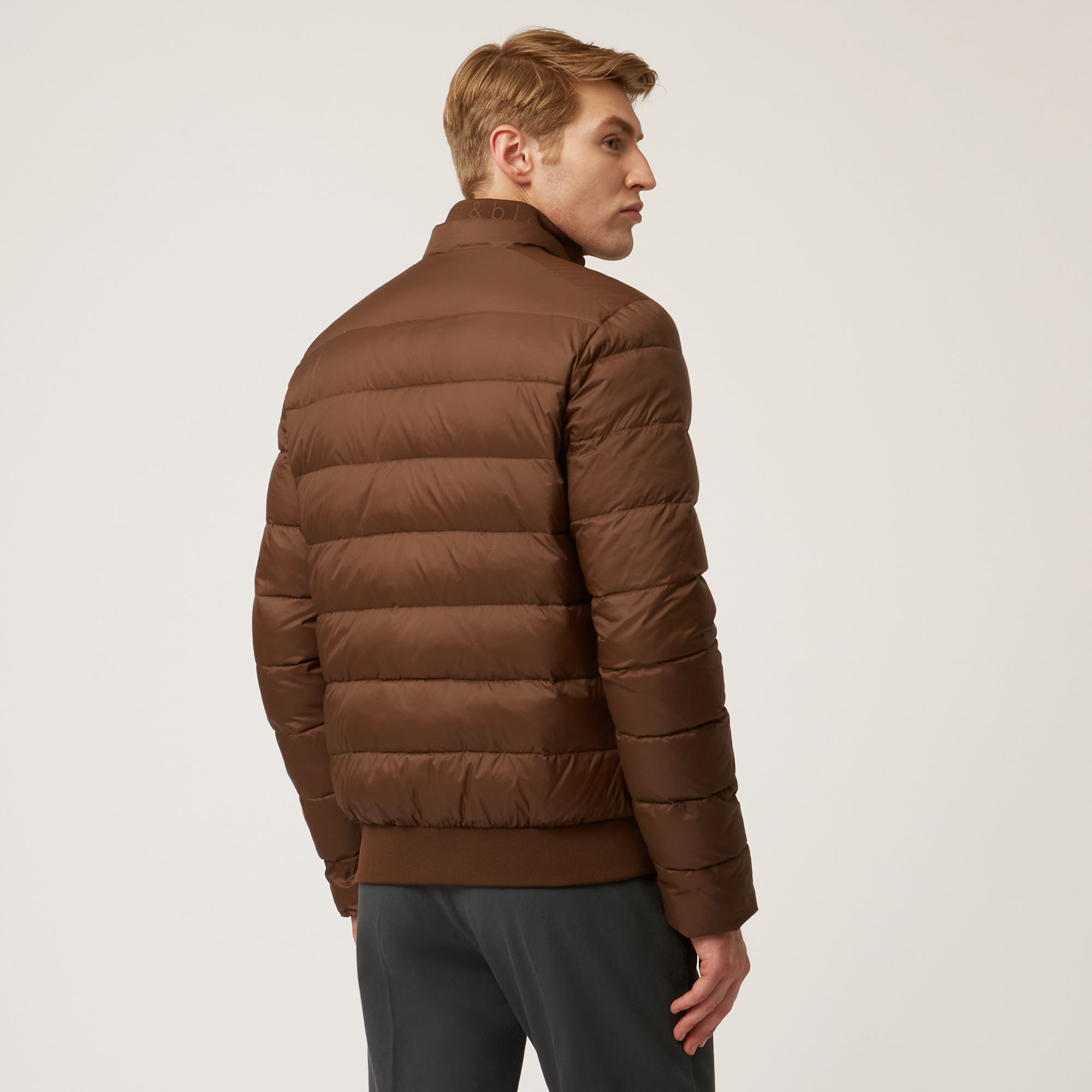 Bomber Jacket With Elastic Ribbed Hem, Brown, large image number 1