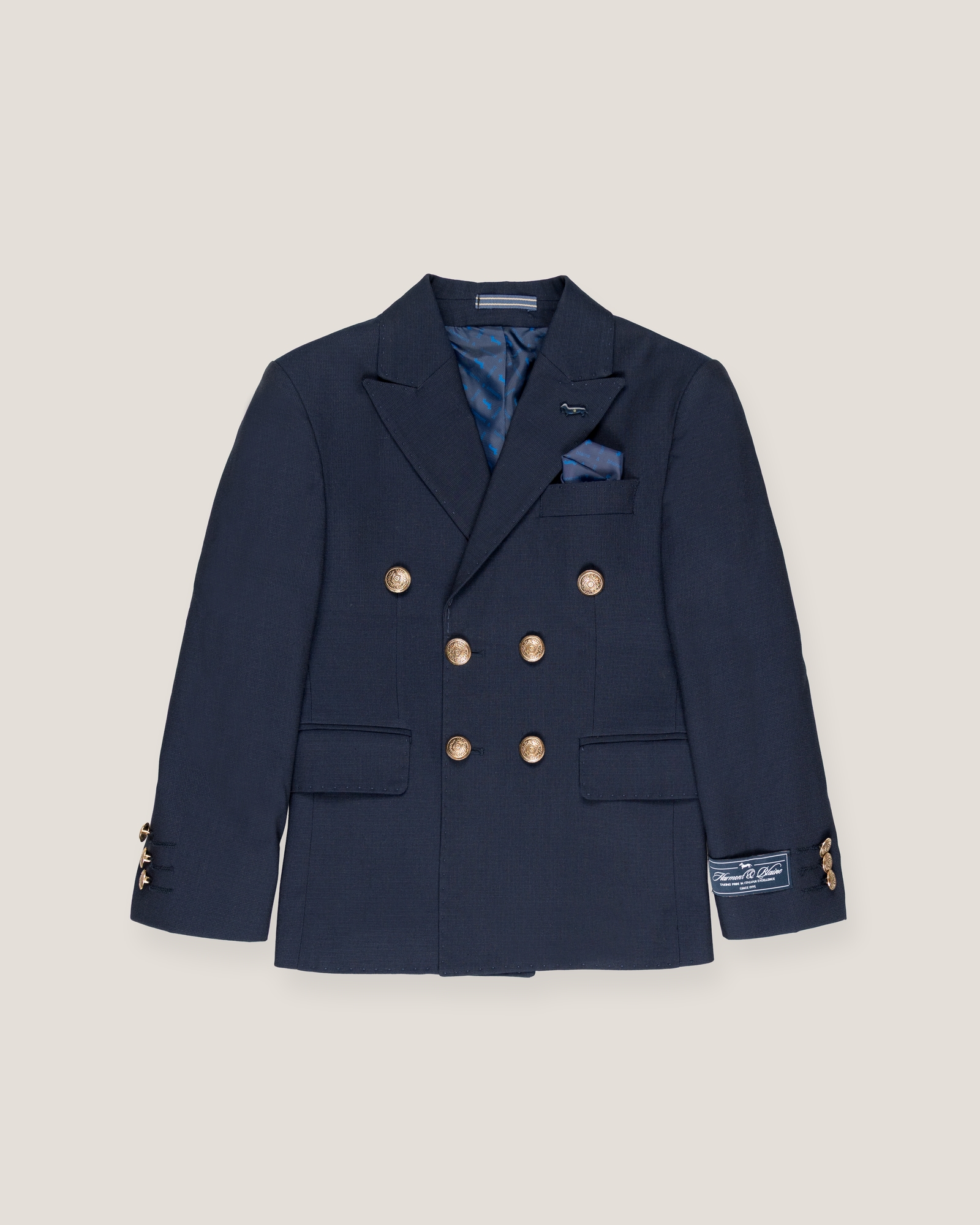 Double-breasted blazer with gold-tone buttons