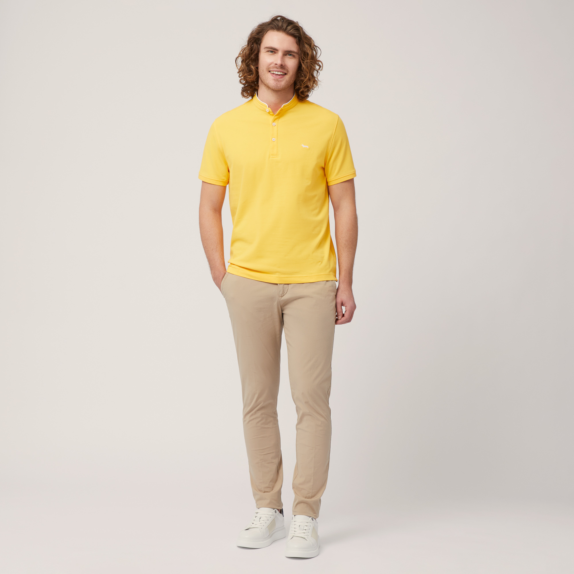 Polo with Mandarin Collar, Gold, large image number 3
