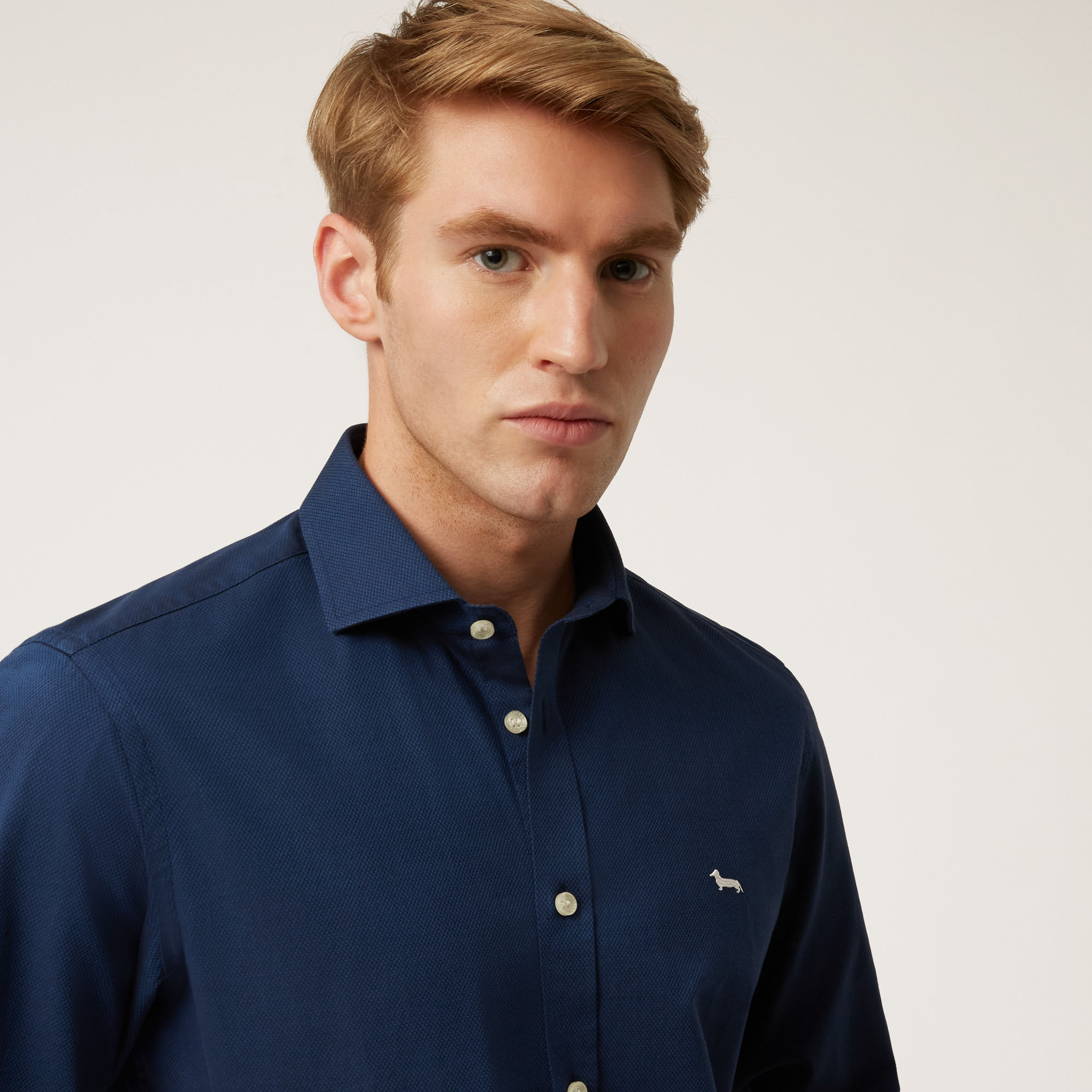 Cotton Shirt With Embroidered Dachshund, Blue, large image number 2