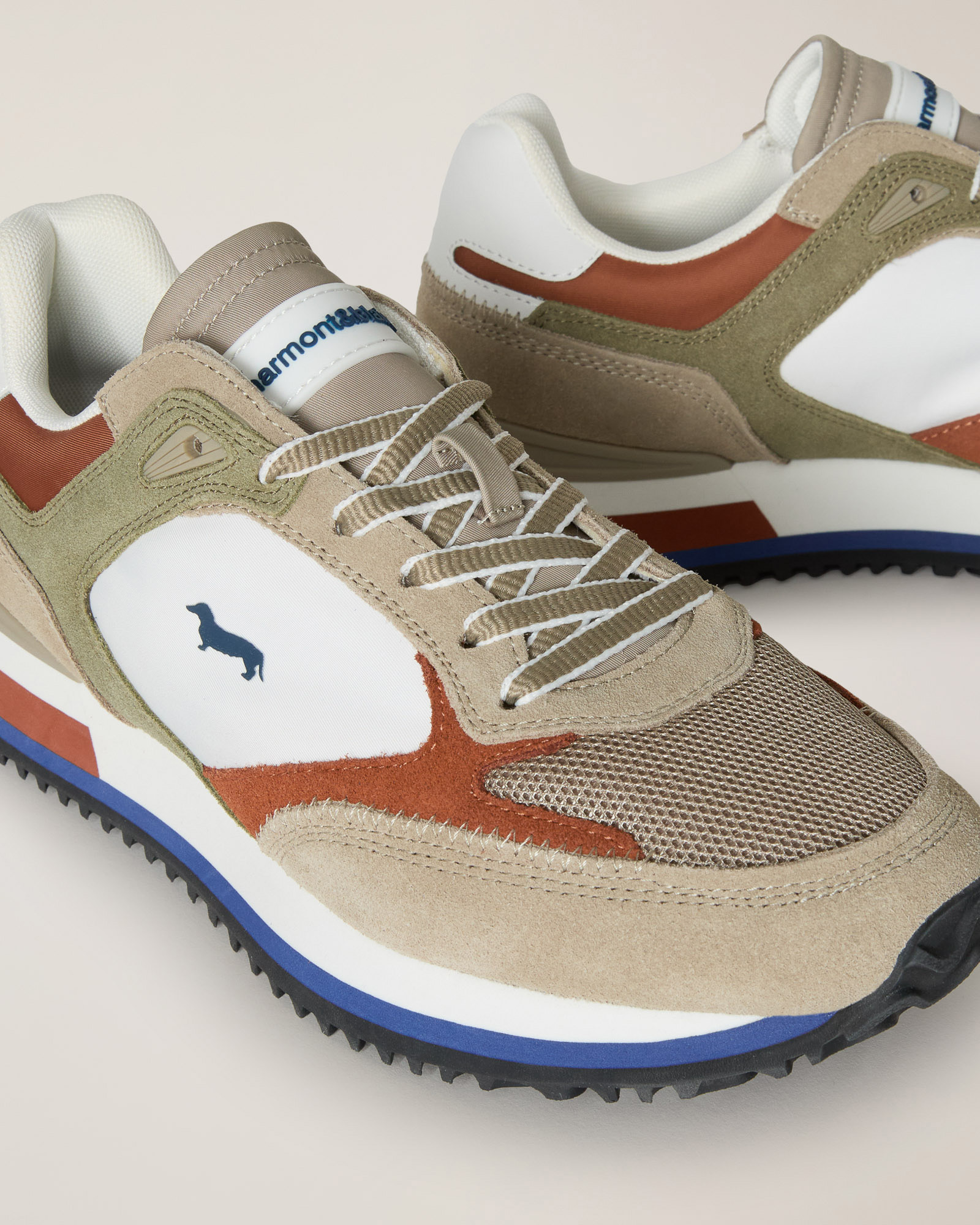 Mixed-material and colors sneaker, Beige, large image number 3