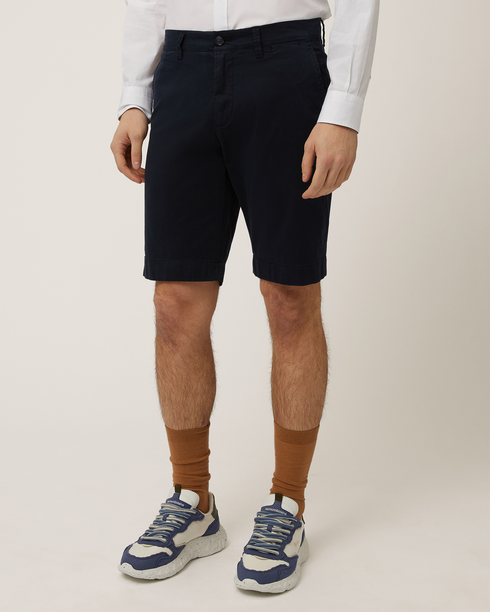 Cotton Bermuda Shorts, Navy Blue, large