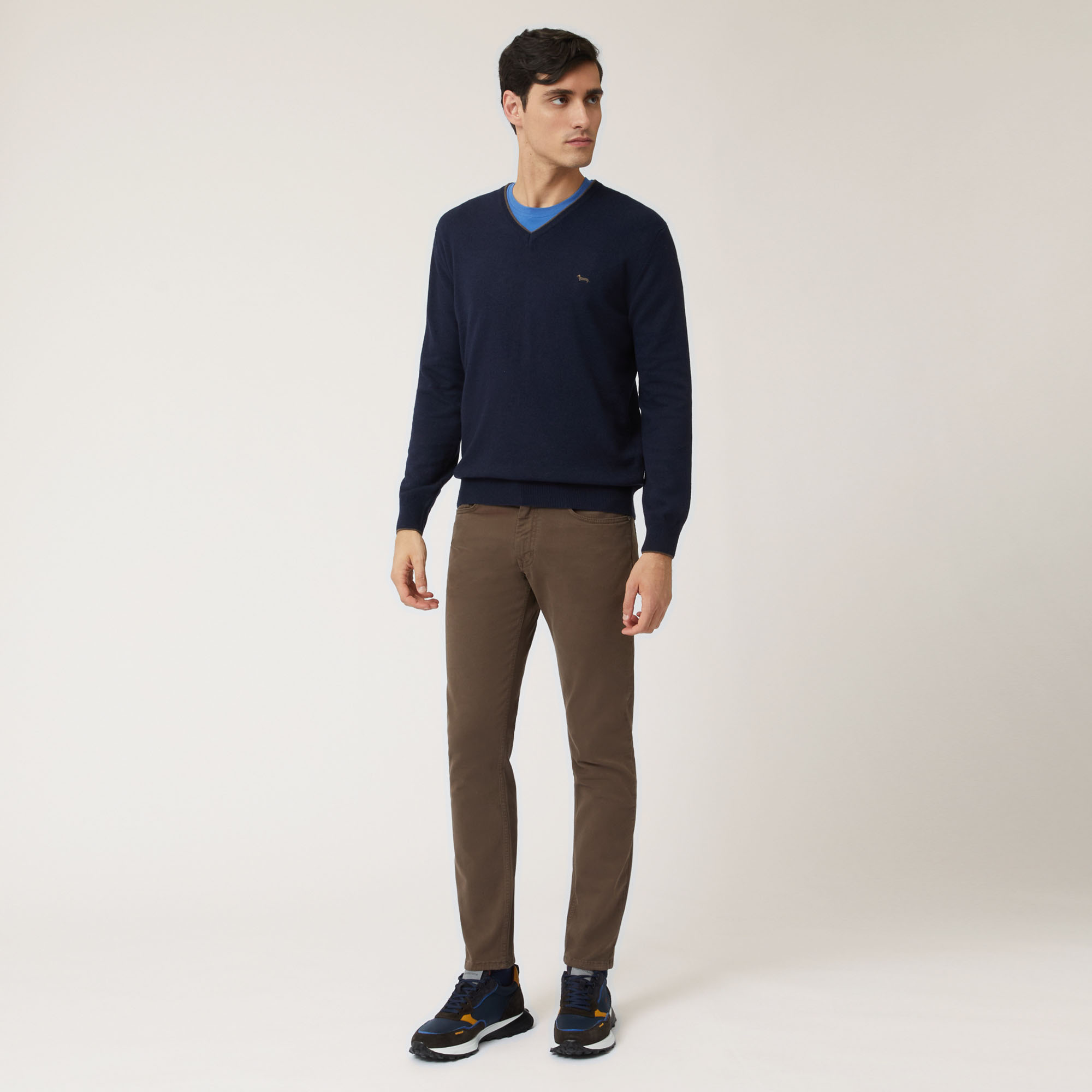 Wool And Viscose V-Neck Pullover, Blue, large image number 3