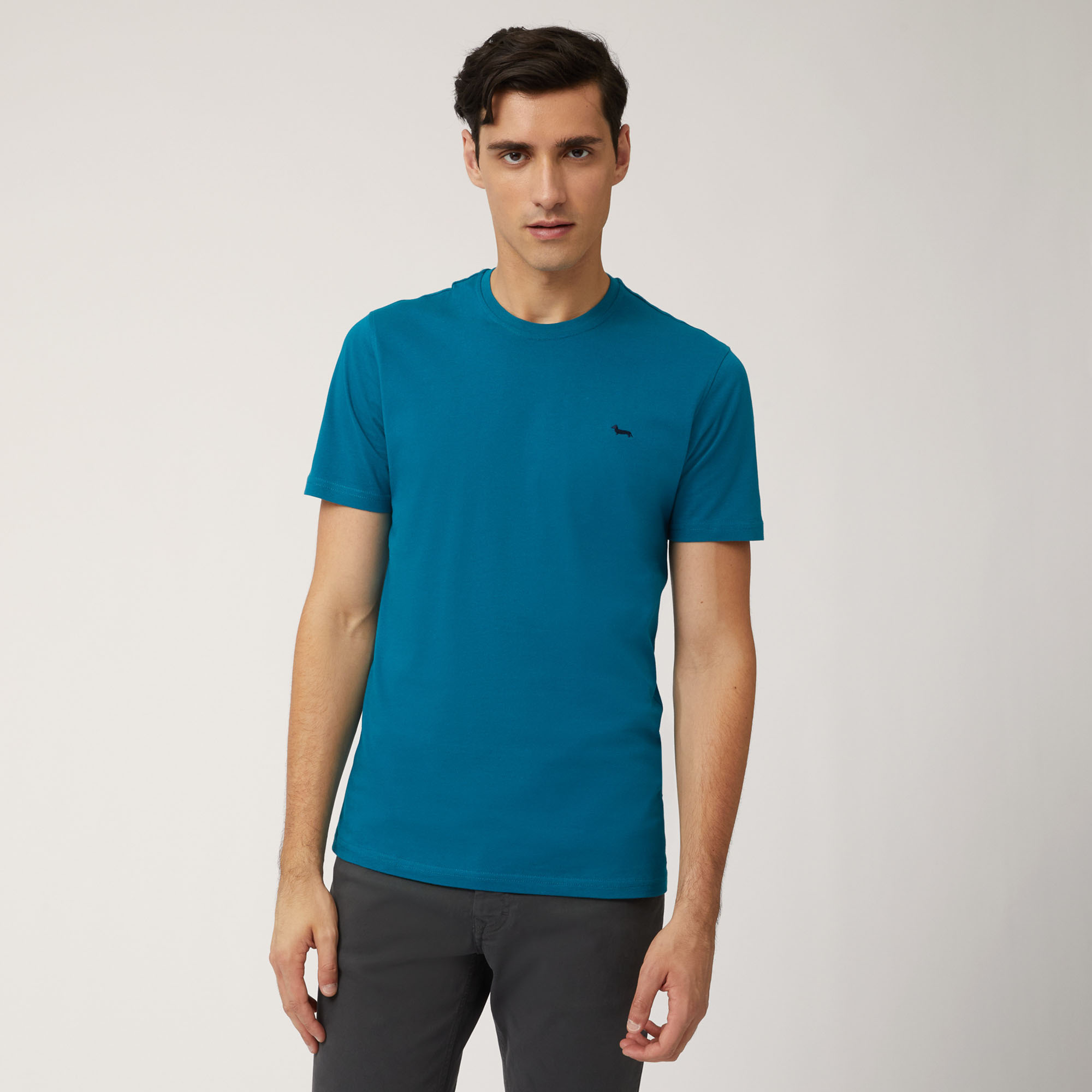 Camiseta En Punto De Algodón, Azul, large