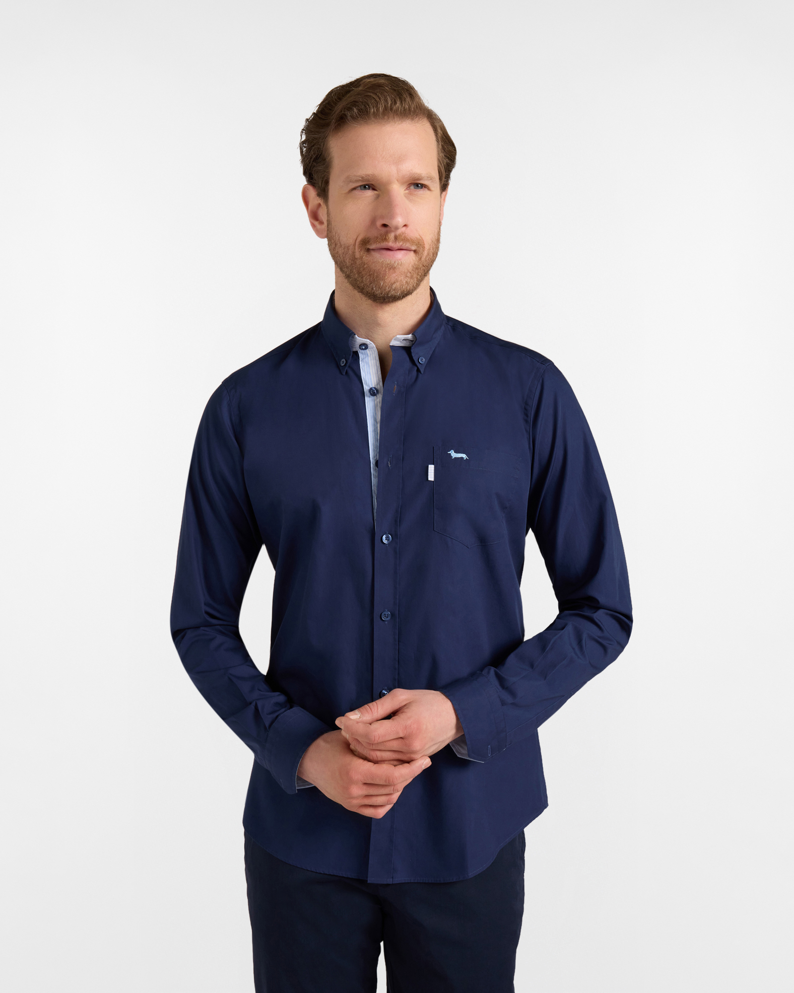 Camicia Uomo in Puro Cotone con Taschino Narrow Fit
