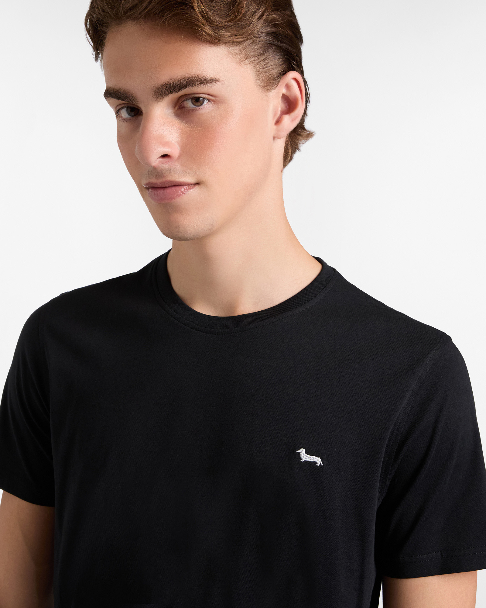 Essentials t shirt in plain coloured cotton, Black, large image number 2