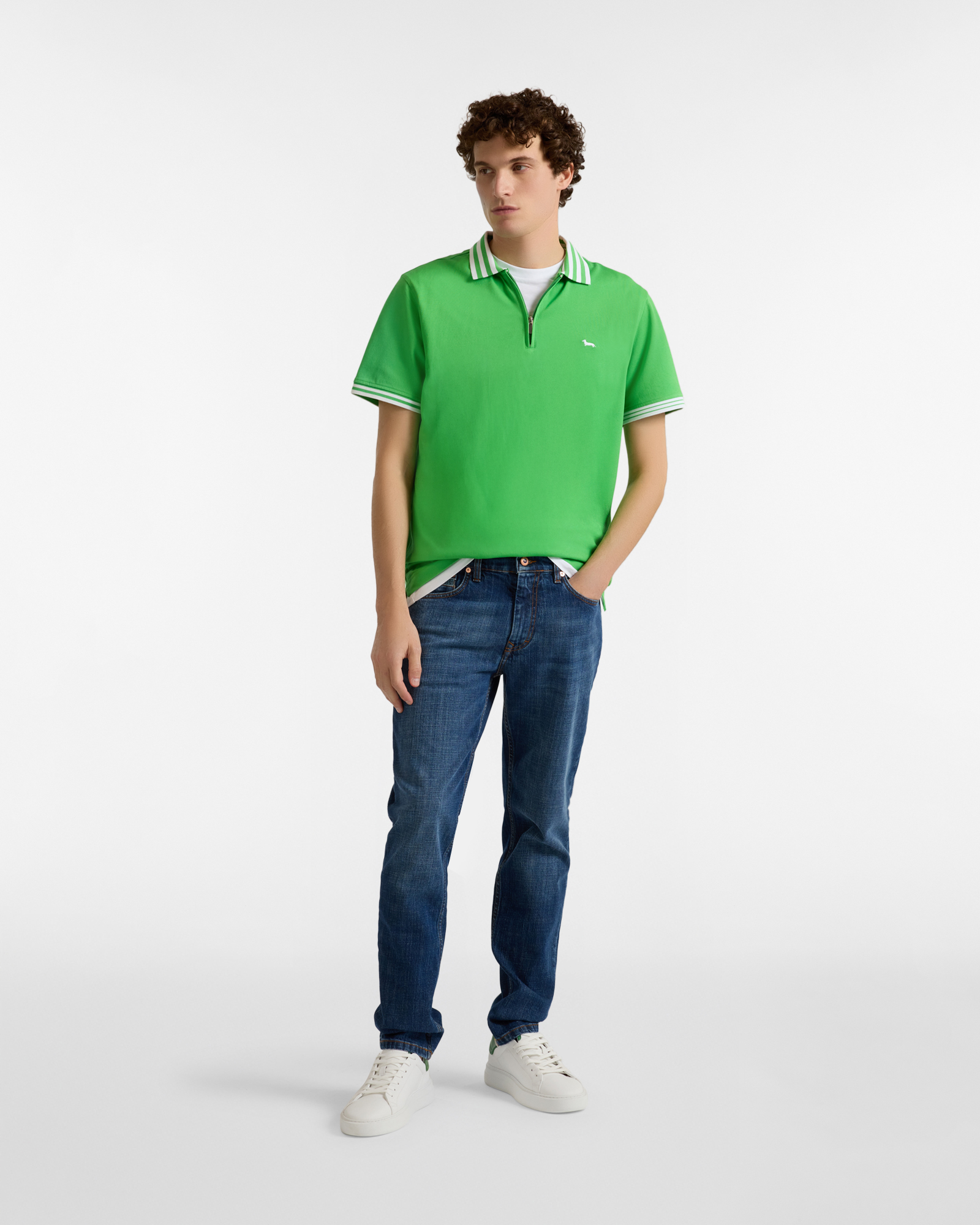 Men's Sorbet capsule polo shirt with zip, Green, large image number 3