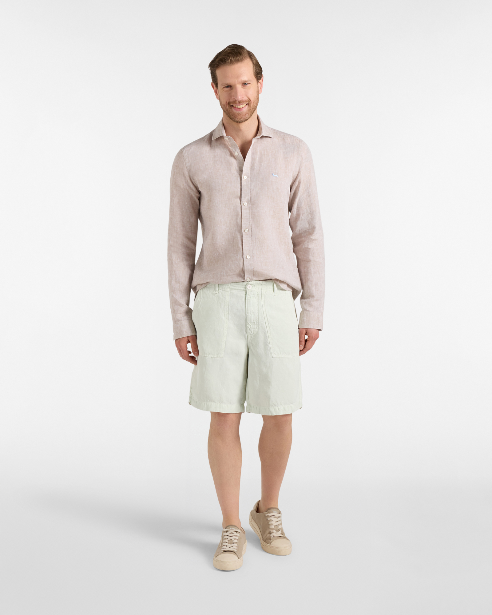 Men's narrow-fit linen shirt, Beige, large image number 3