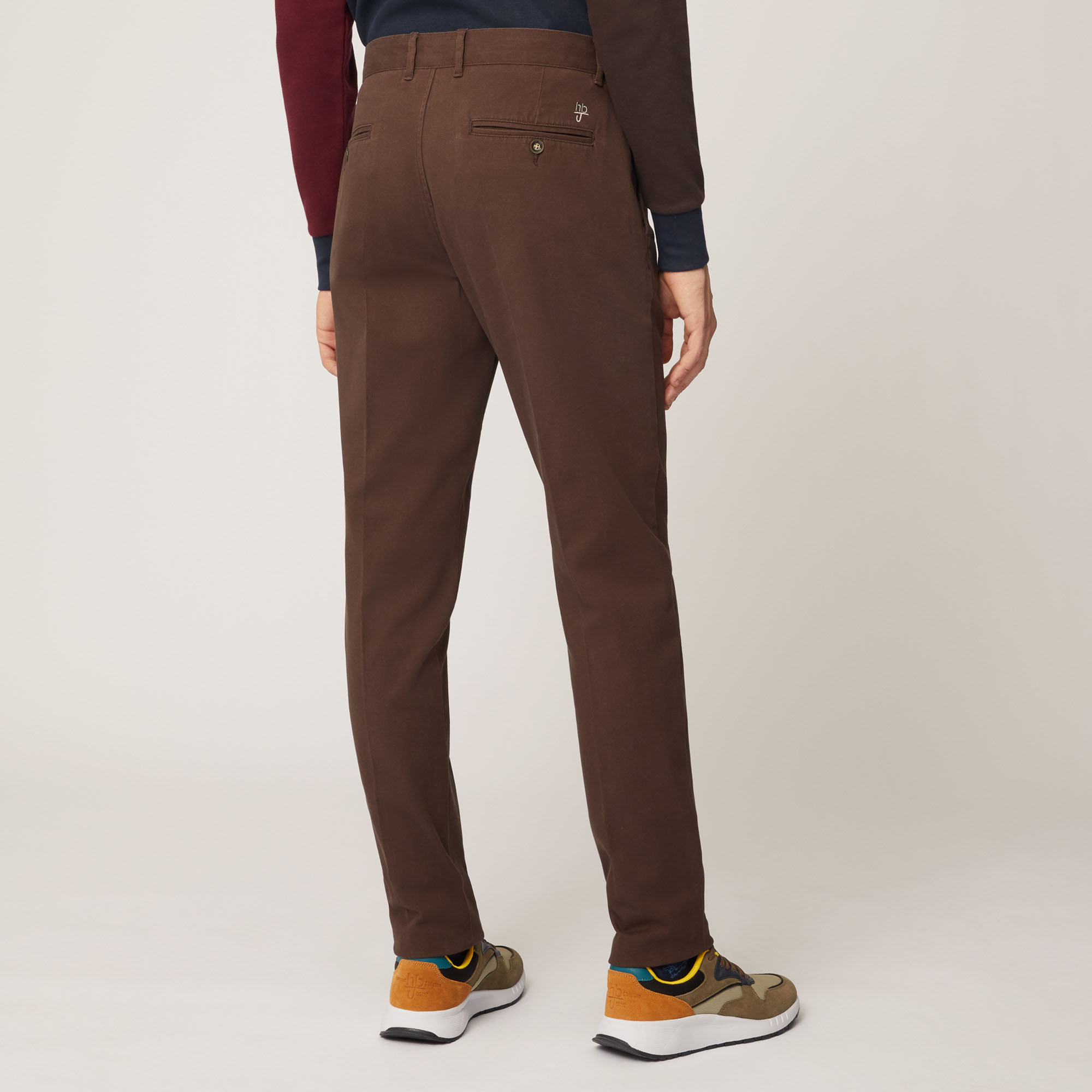 Pantalone Chino Narrow In Twill Pesante Di Cotone, Marrone Scuro, large image number 1
