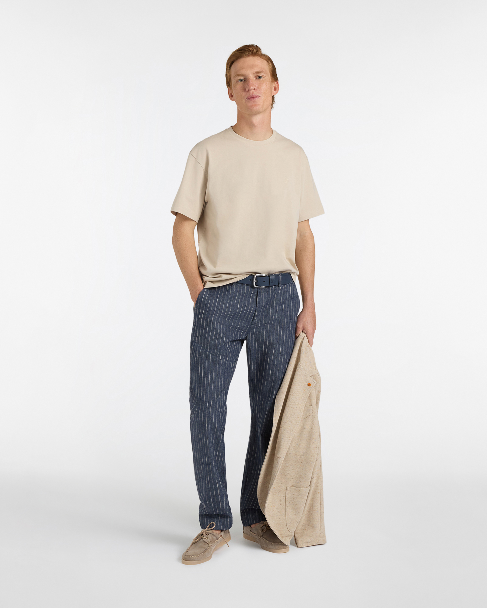 Chino Uomo Gessato Regular Fit, Blu scuro, large image number 3