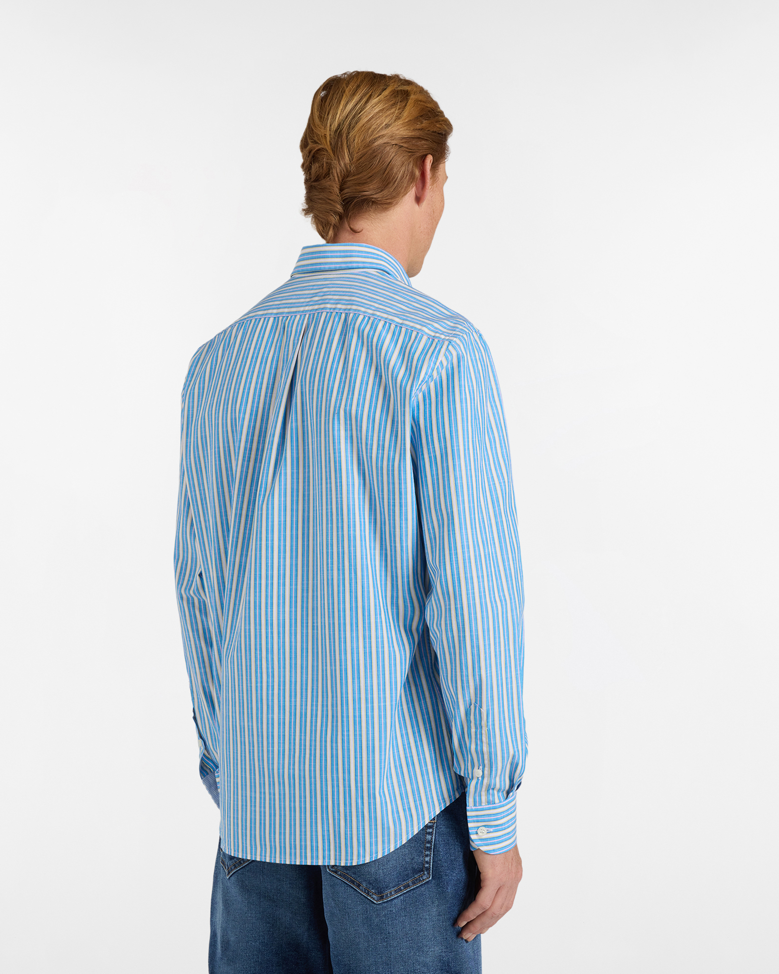 Camicia Uomo a Righe Regular Fit, Blu elettrico, large image number 1