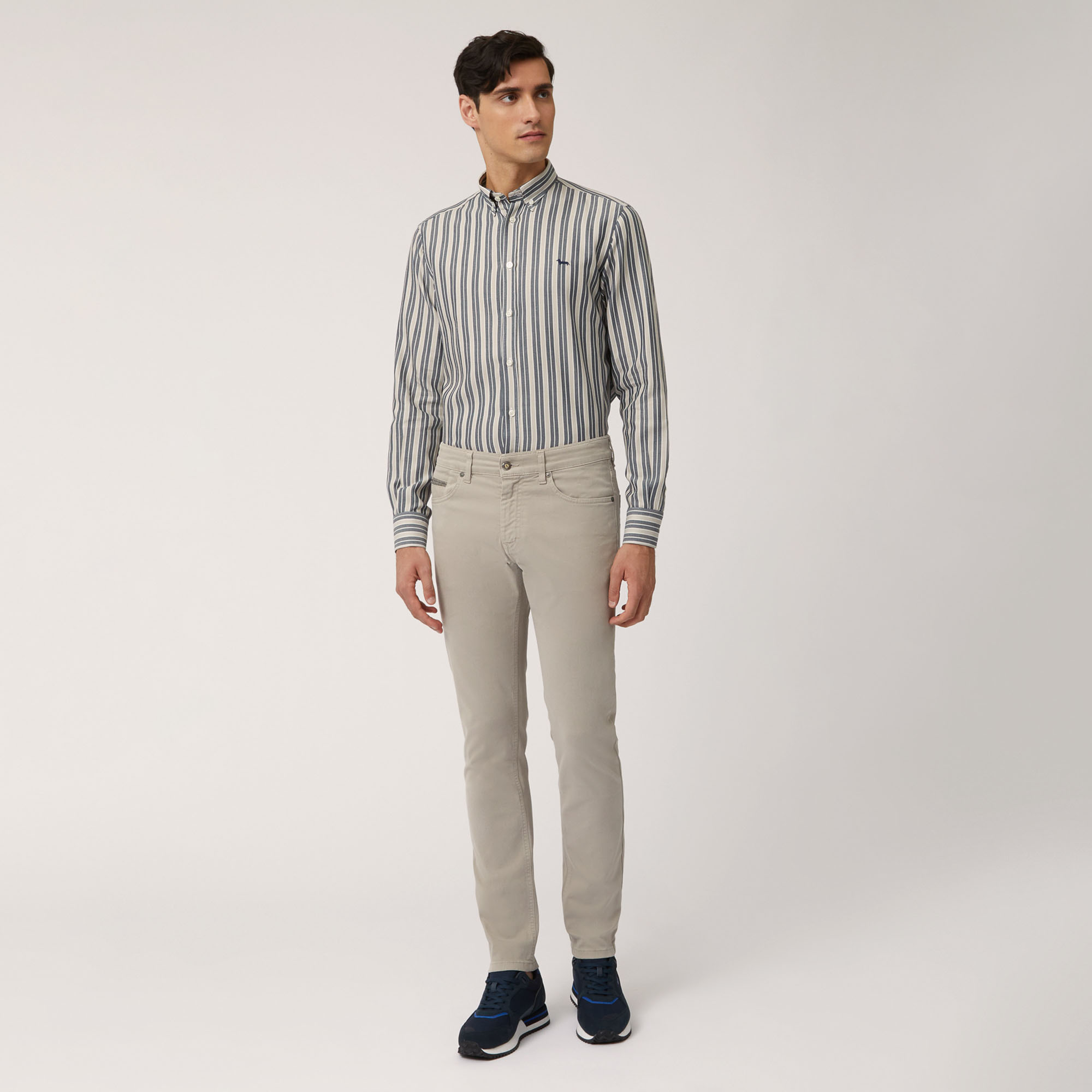 Striped Cotton And Lyocell Shirt, Beige, large image number 3