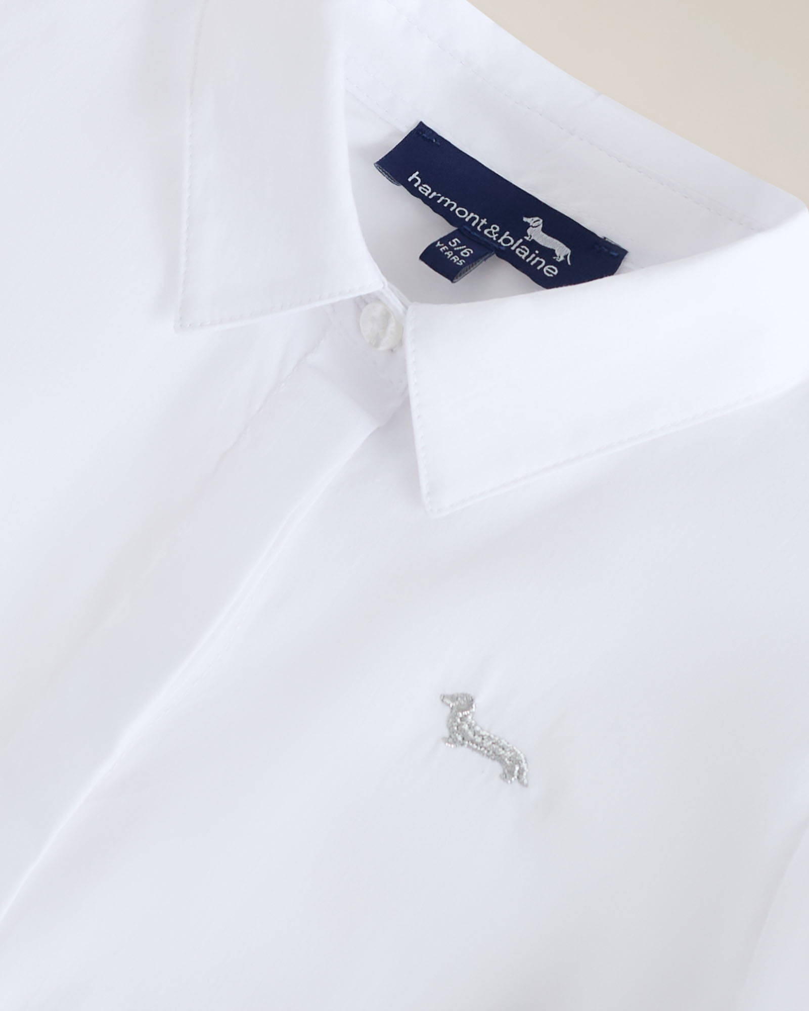 Stretch poplin shirt with back embroidery, White, large image number 2
