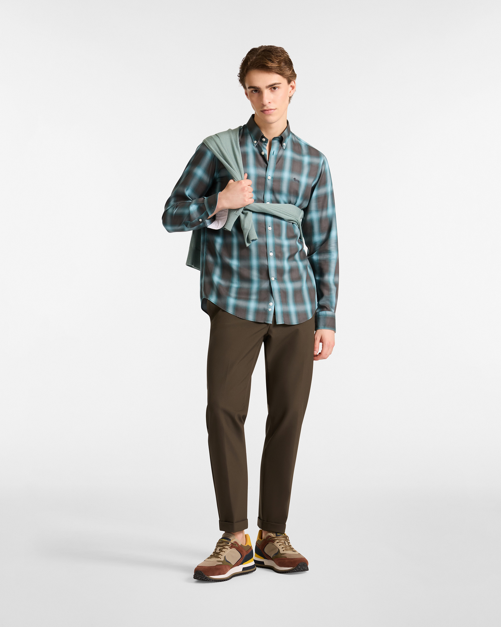 Camicia Check In Lyocell, Blu Navy, large image number 3
