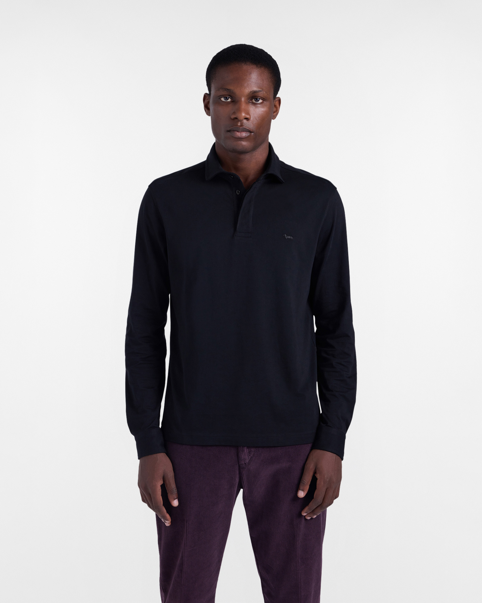 Regular Under-Jacket Polo Shirt, Black, large