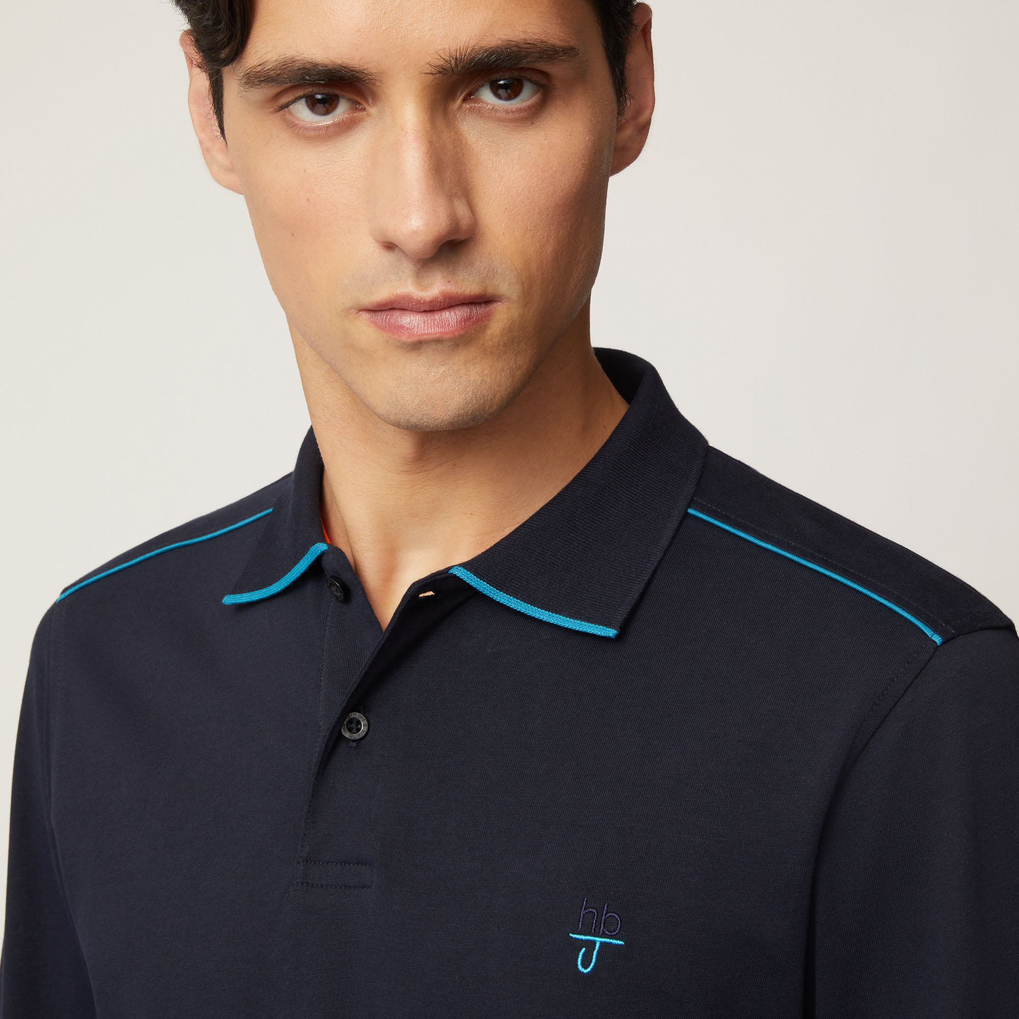 Polo Narrow Fit Con Dettagli A Contrasto, Light Blue, large image number 2