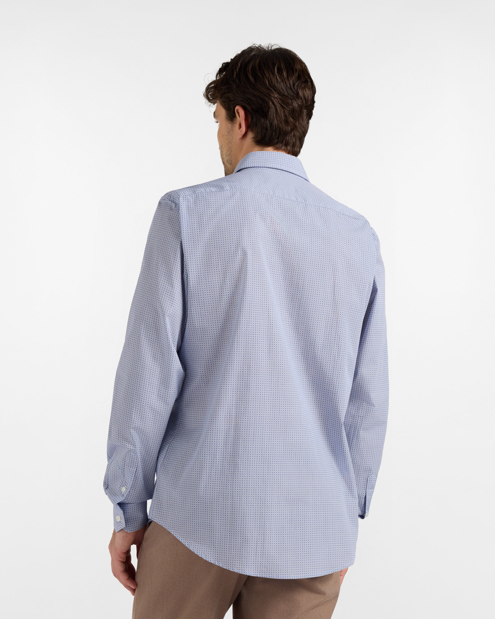 Camicia HBJ Uomo Narrow Fit con collo French in puro cotone microstampa, SKY, large