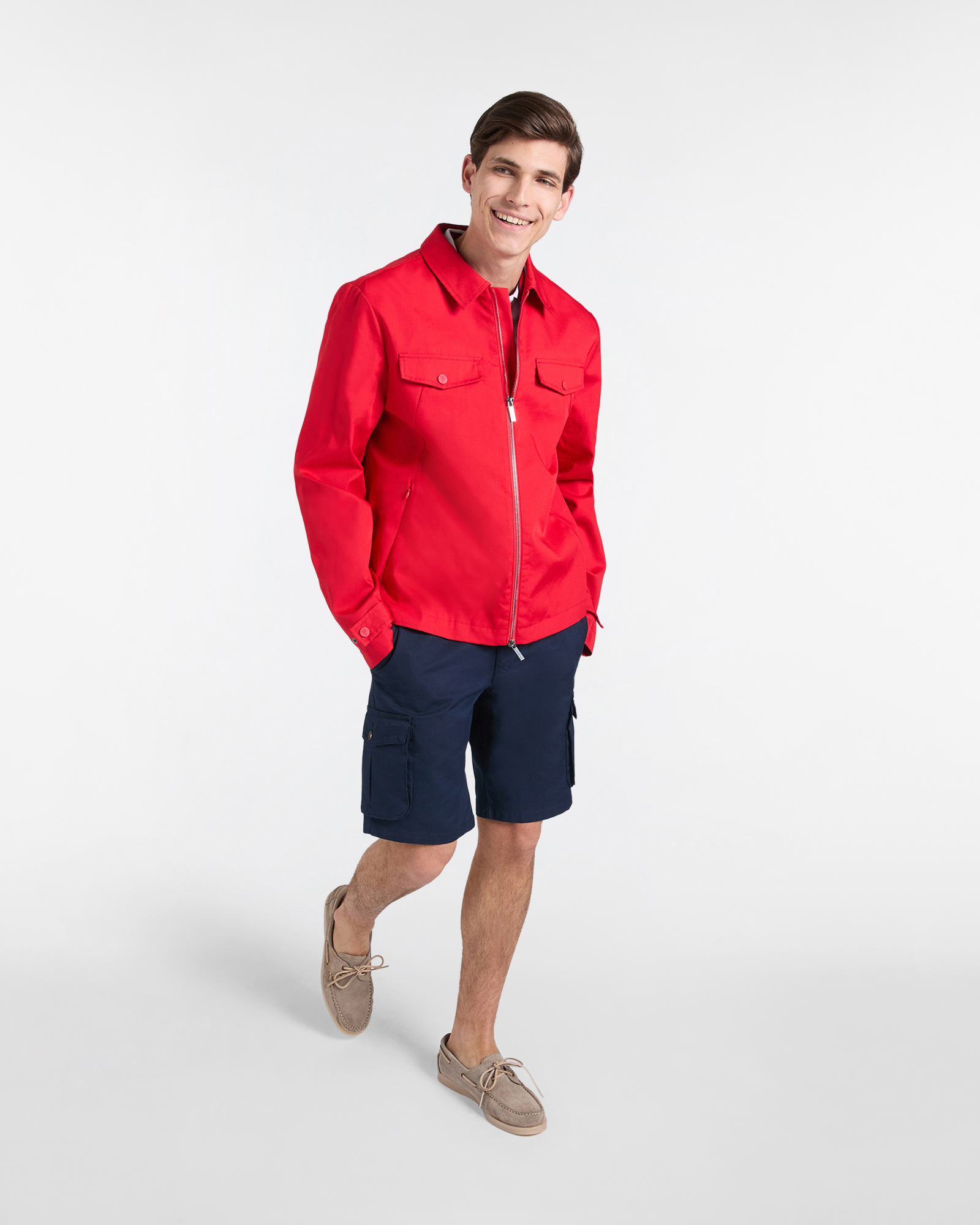 Giubbino Uomo in Cotone con Tasche Applicate, Rosso, large image number 3