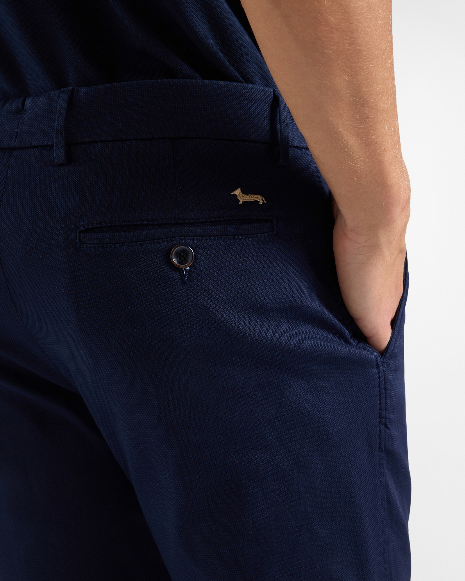 Men's narrow-fit chino pants with micro pattern, Blue, large image number 2