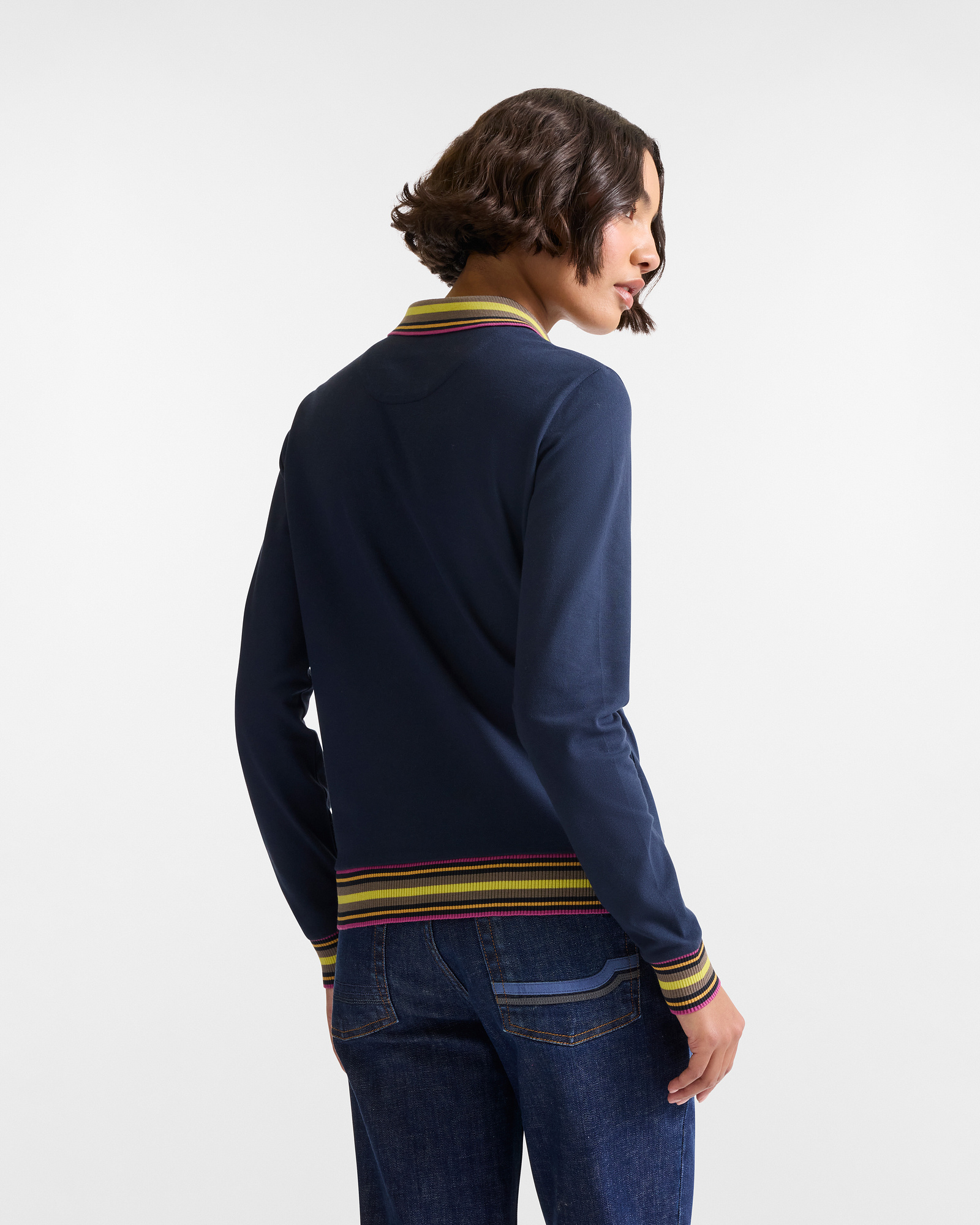 Polo A Maniche Lunghe Stretch, Blu Navy, large image number 1