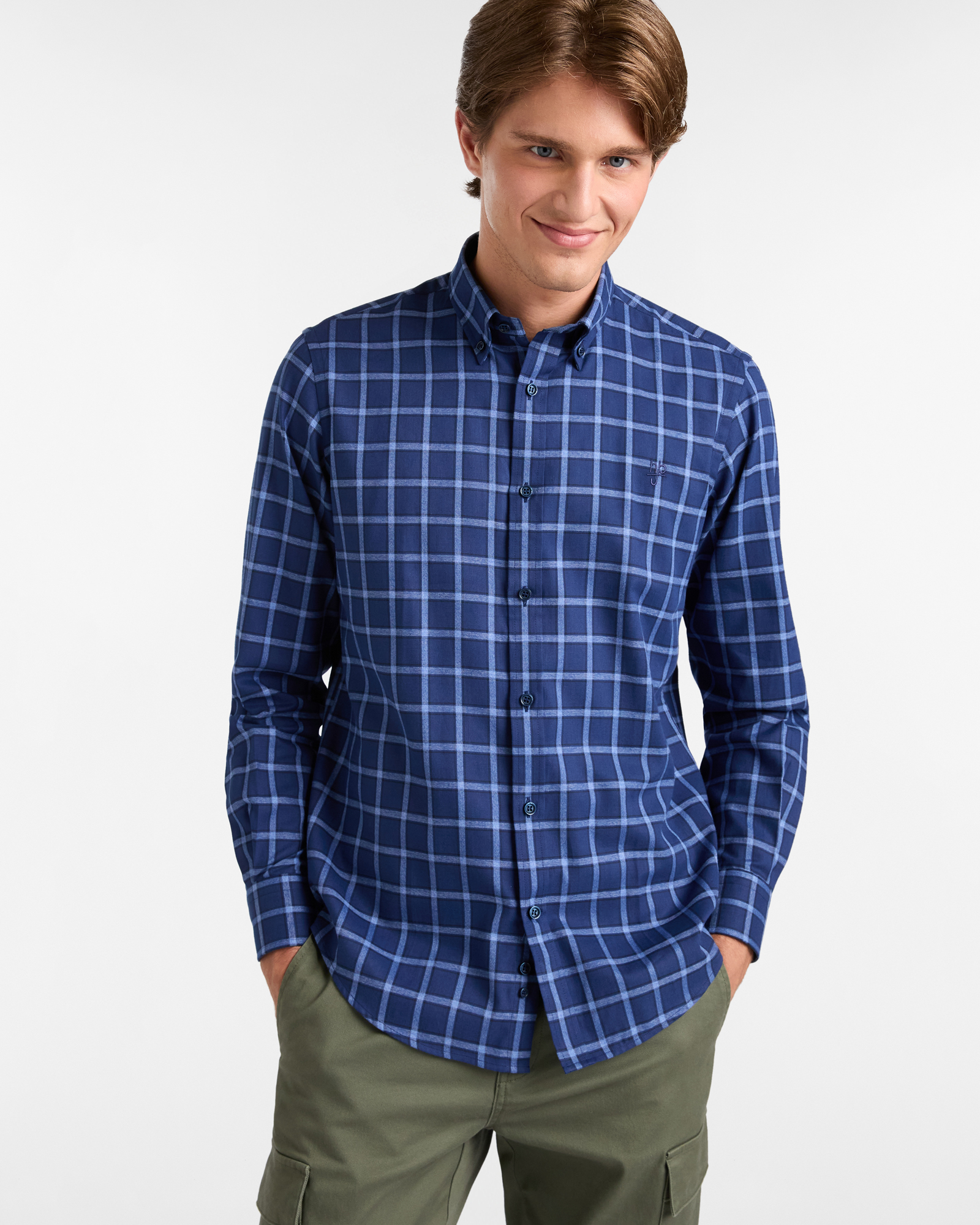 Camicia a Quadri in Cotone con Logo ricamato