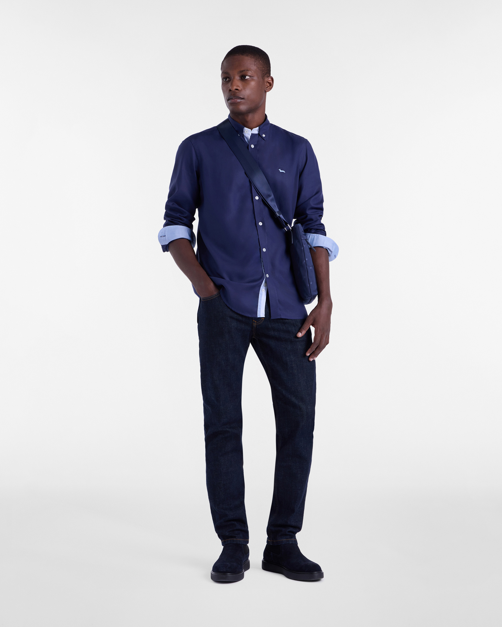 Shirt with Contrast Details, Navy Blue, large image number 3