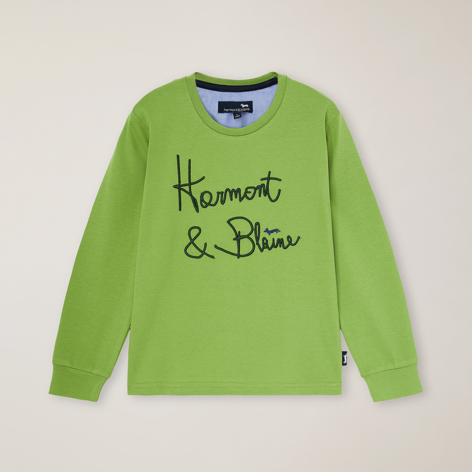 Crew-neck T-shirt with logo embroidery, Acid green, large image number 0