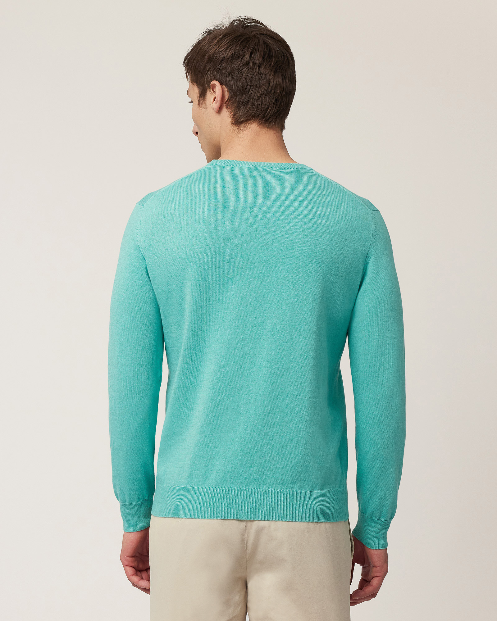 Jersey de algodón con cuello redondo, Turquesa, large image number 1