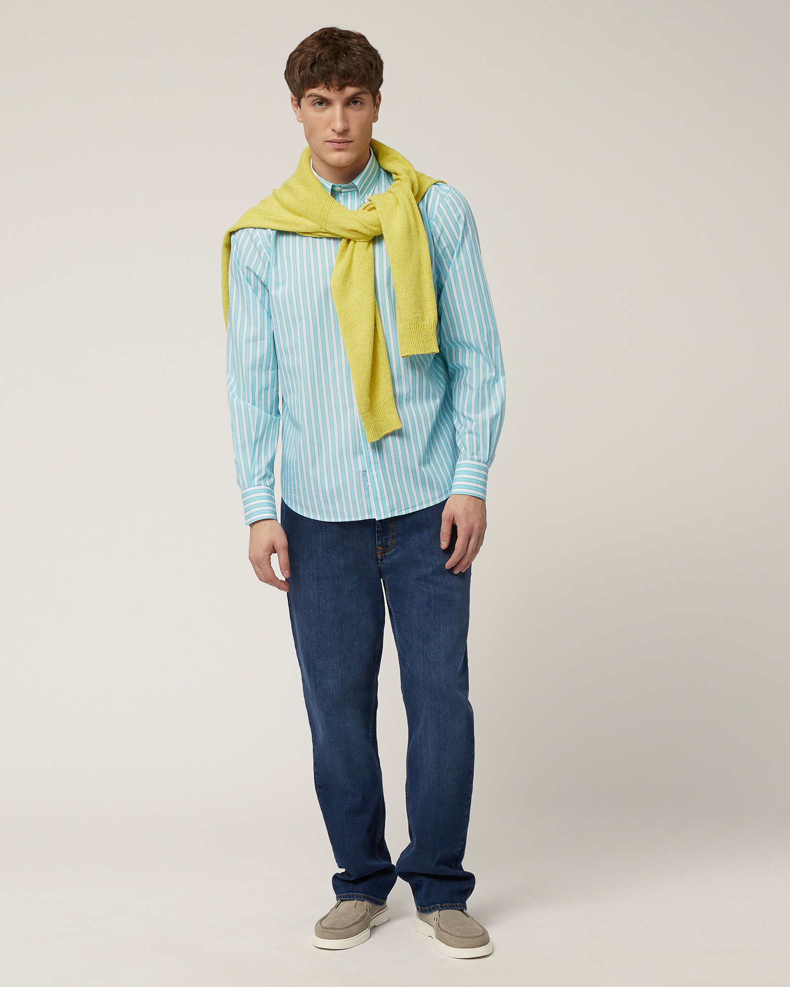Striped Shirt with Dachshund, Turquoise, large image number 3